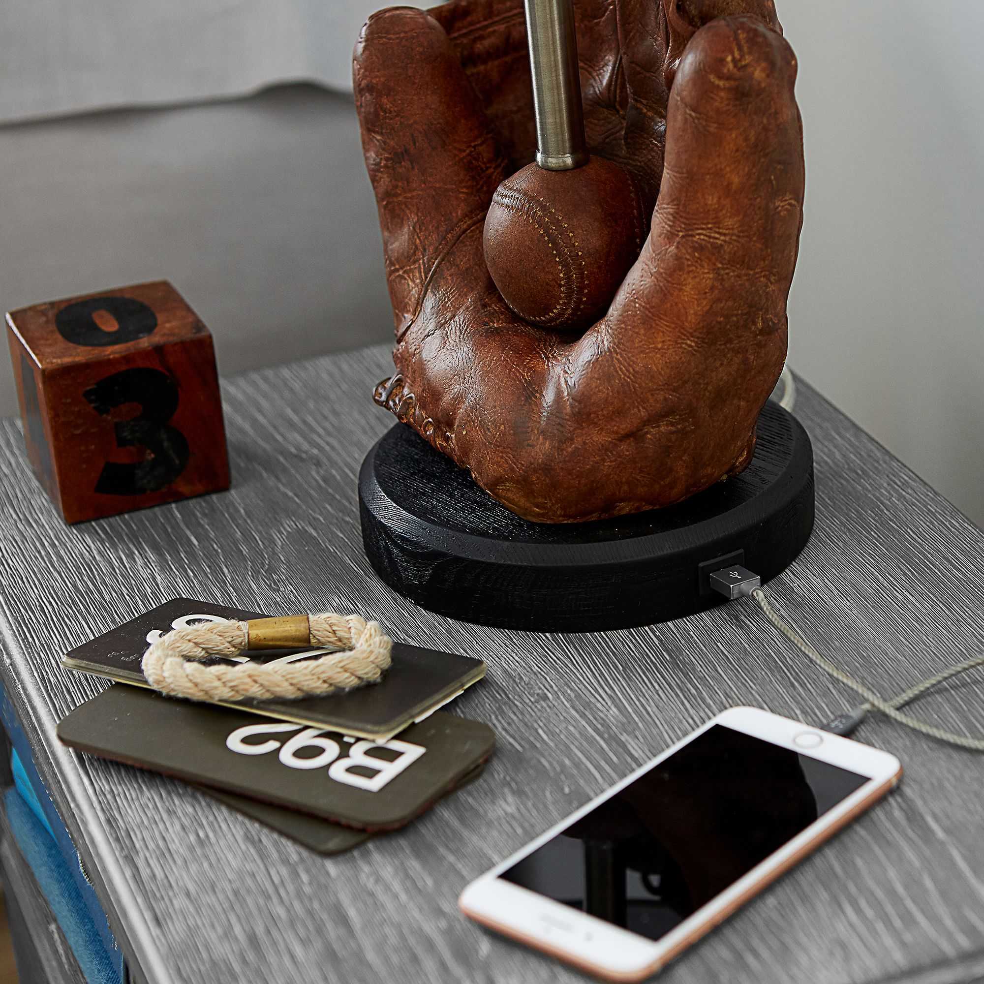 Baseball Table Lamp with USB (20") thumbnail 5