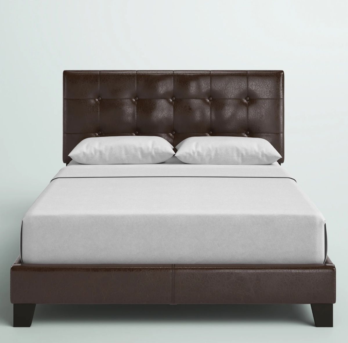 Devarian Bed,Queen Size,Upholstered,Pu Leather Look,Brown thumbnail 3