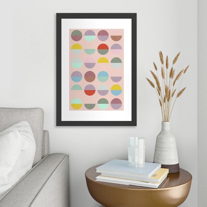 mid mod abstract circles pink Framed thumbnail 2
