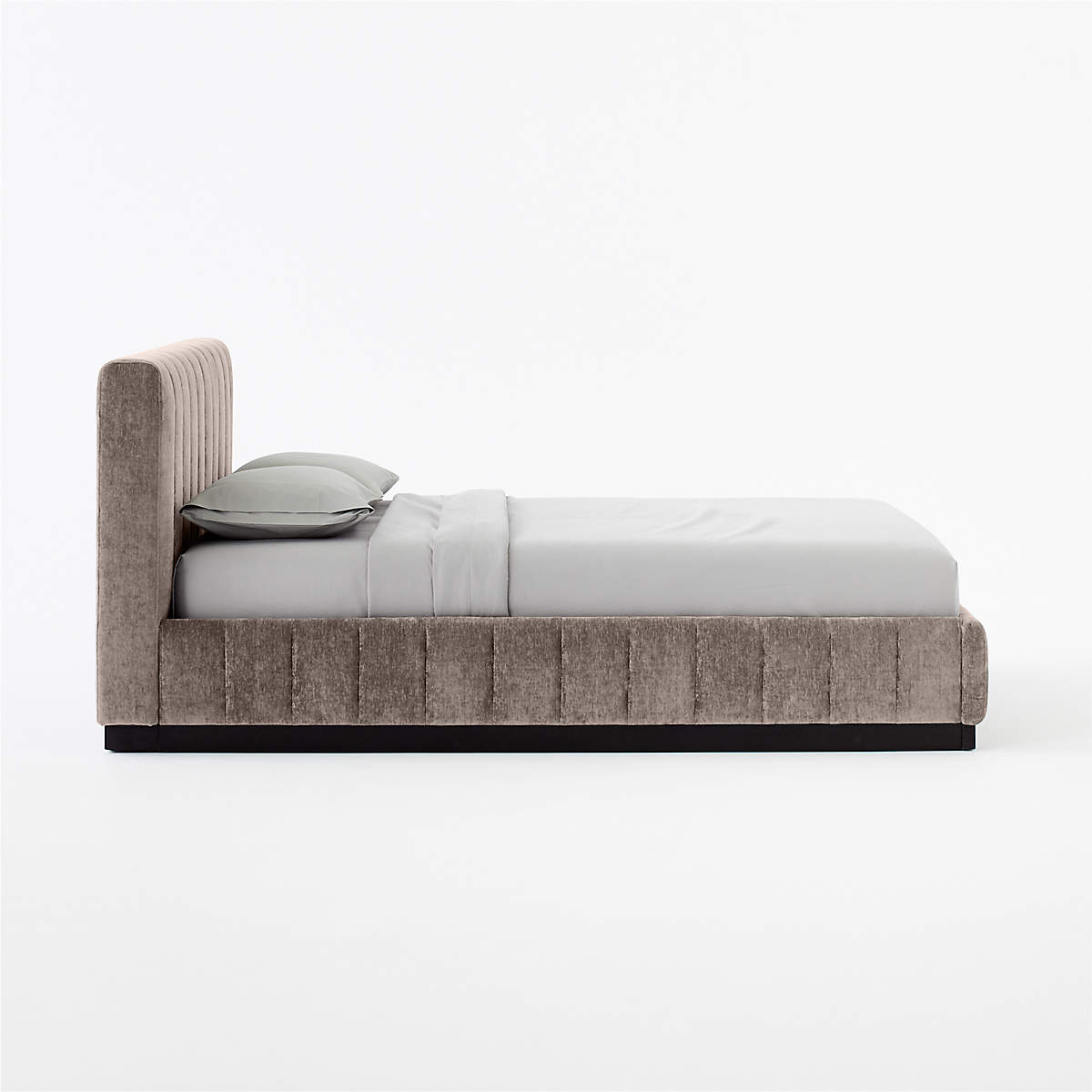 FORTE CHANNELED GREY VELVET KING BED thumbnail 3