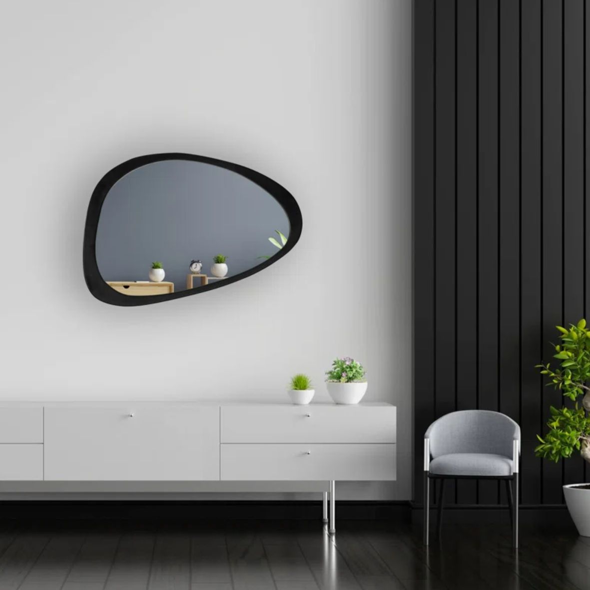 Blaxton Asymmetrical Wood Wall Mirror thumbnail 2