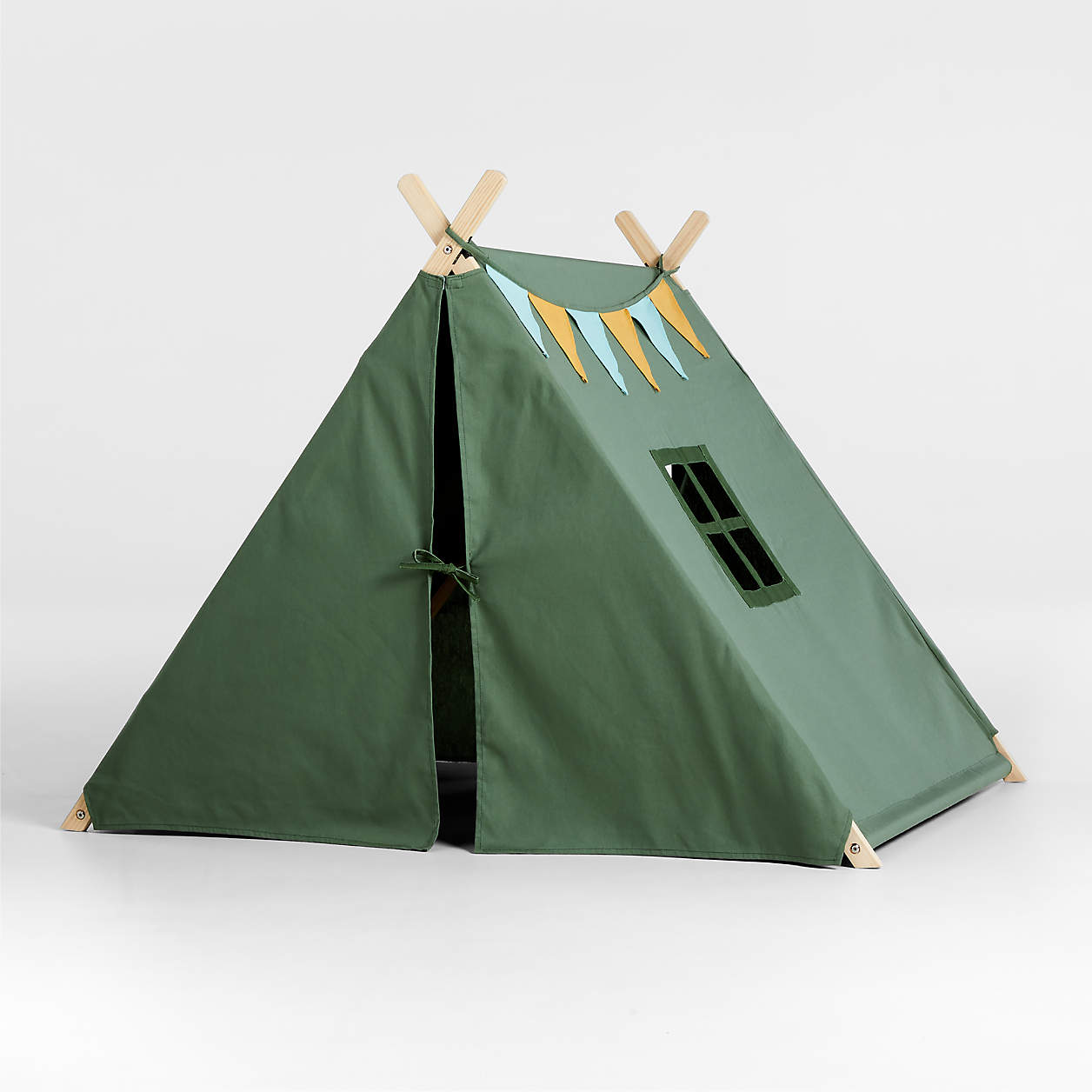Green Collapsible Kids Canvas Play Tent thumbnail 2