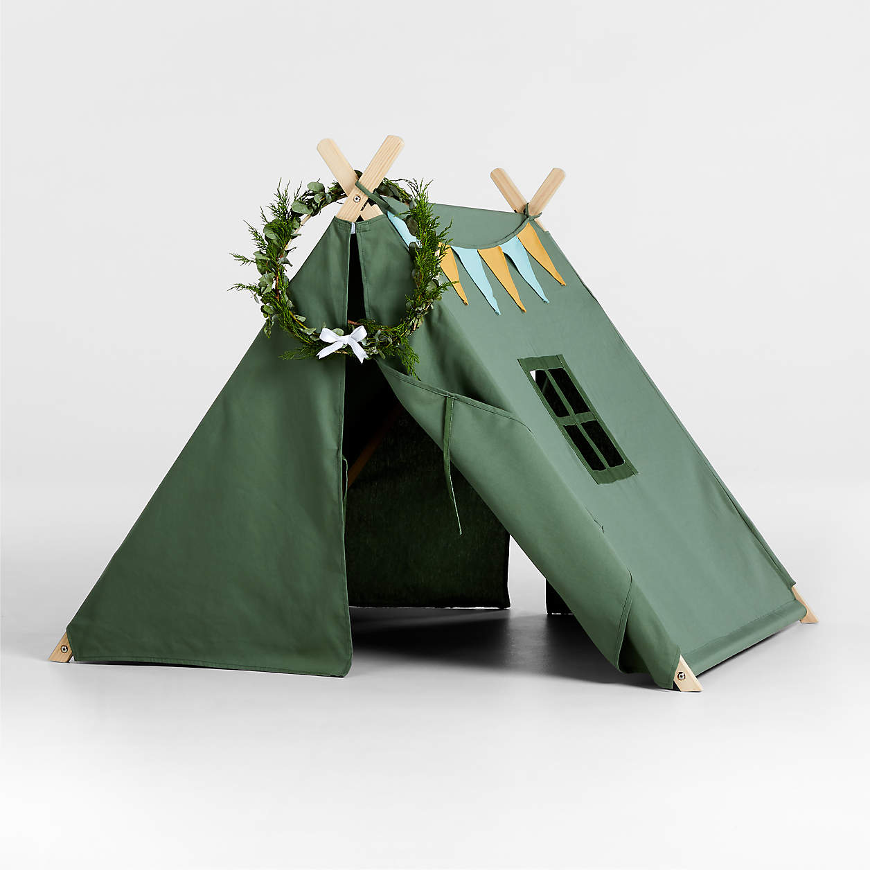 Green Collapsible Kids Canvas Play Tent thumbnail 6