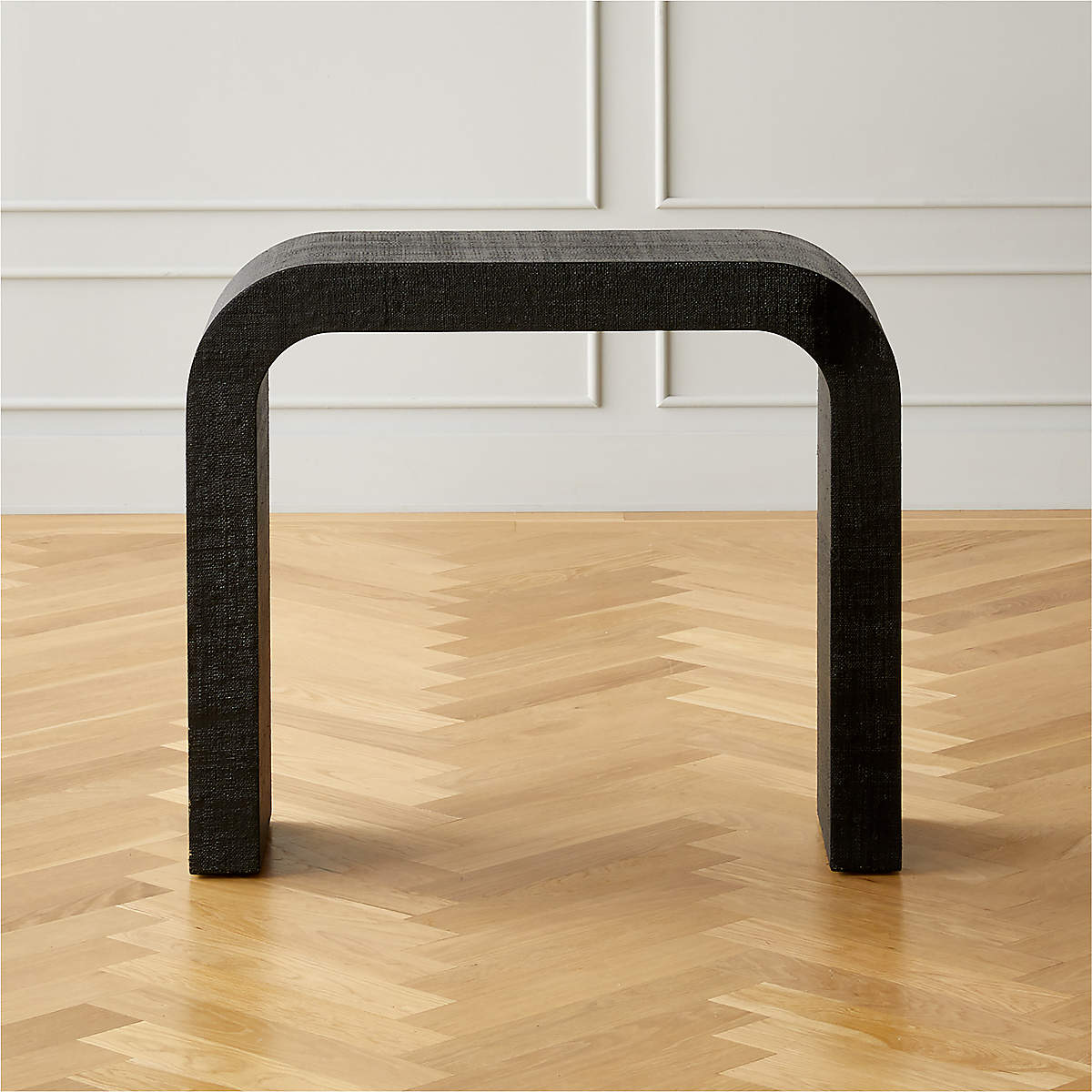Horseshoe Black Lacquered Linen Console Table thumbnail 2