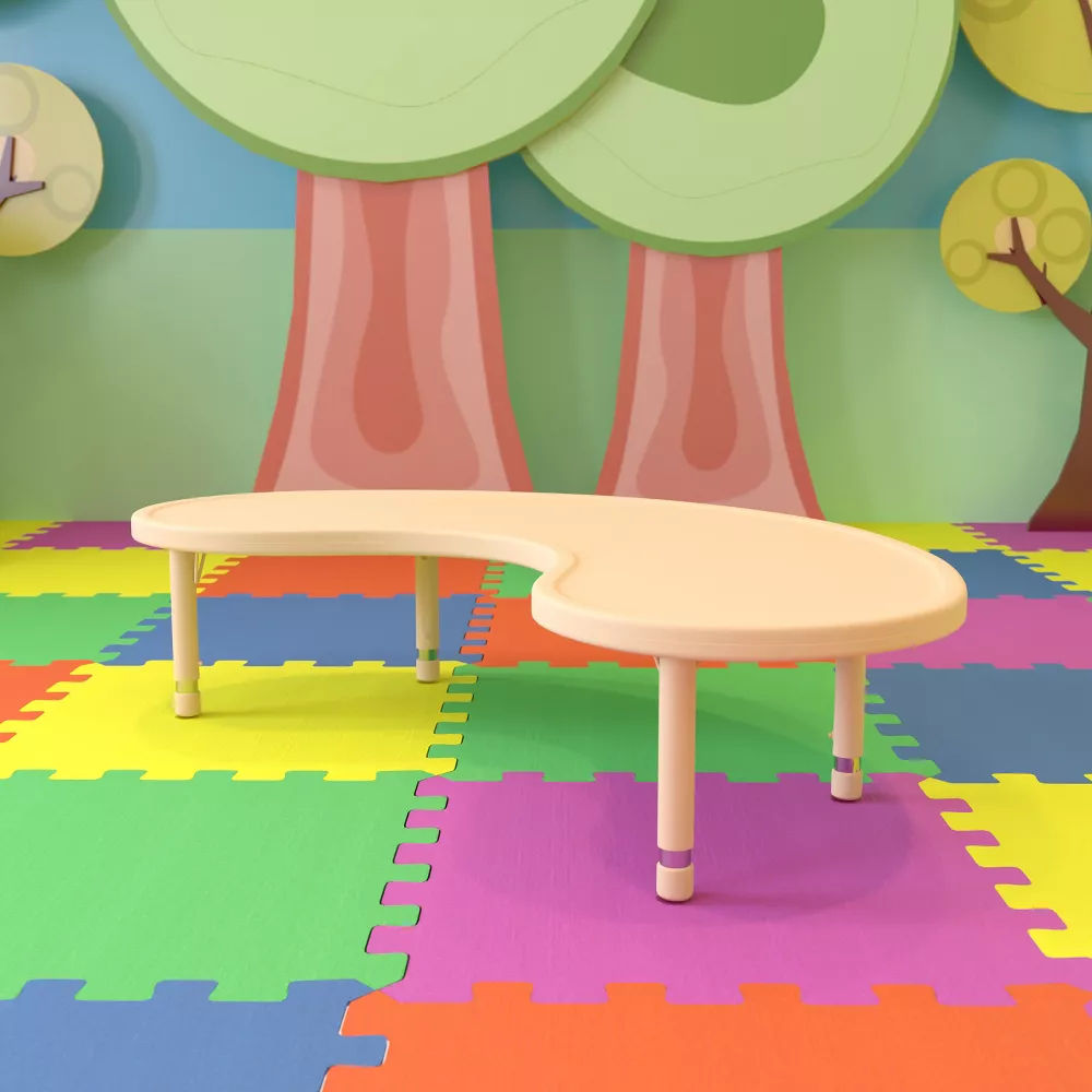 Emma and Oliver 35"W x 65"L Half-Moon Plastic Height Adjustable Activity Table thumbnail 2