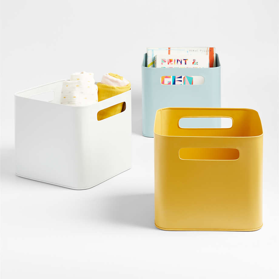 Outline Cloud Blue Metal Storage Bin with Handles thumbnail 2