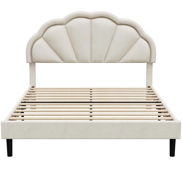 Aisaiah Flower Silhouette Headboard Upholstered Platform Bed - Full thumbnail 3