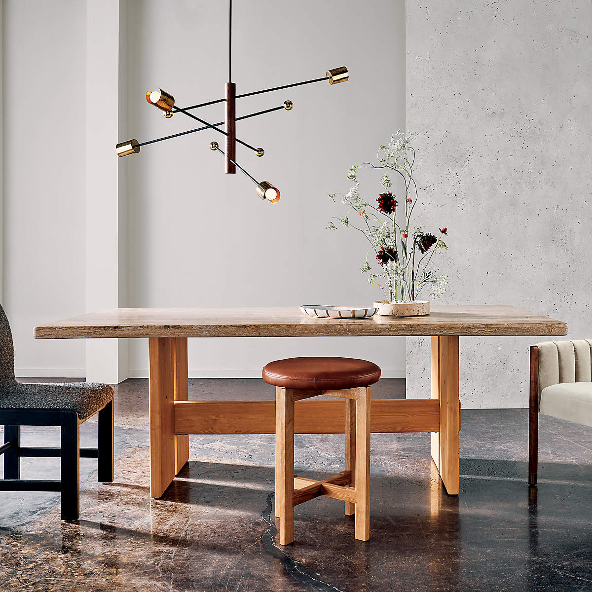 Norte Walnut Wood And Brass Chandelier thumbnail 2