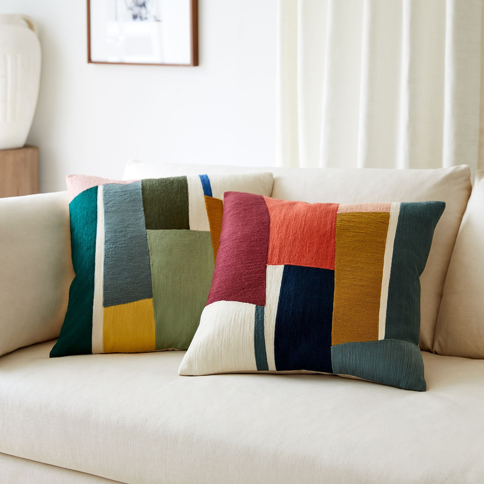 Crewel Geo Pieces Pillow Cover thumbnail 2