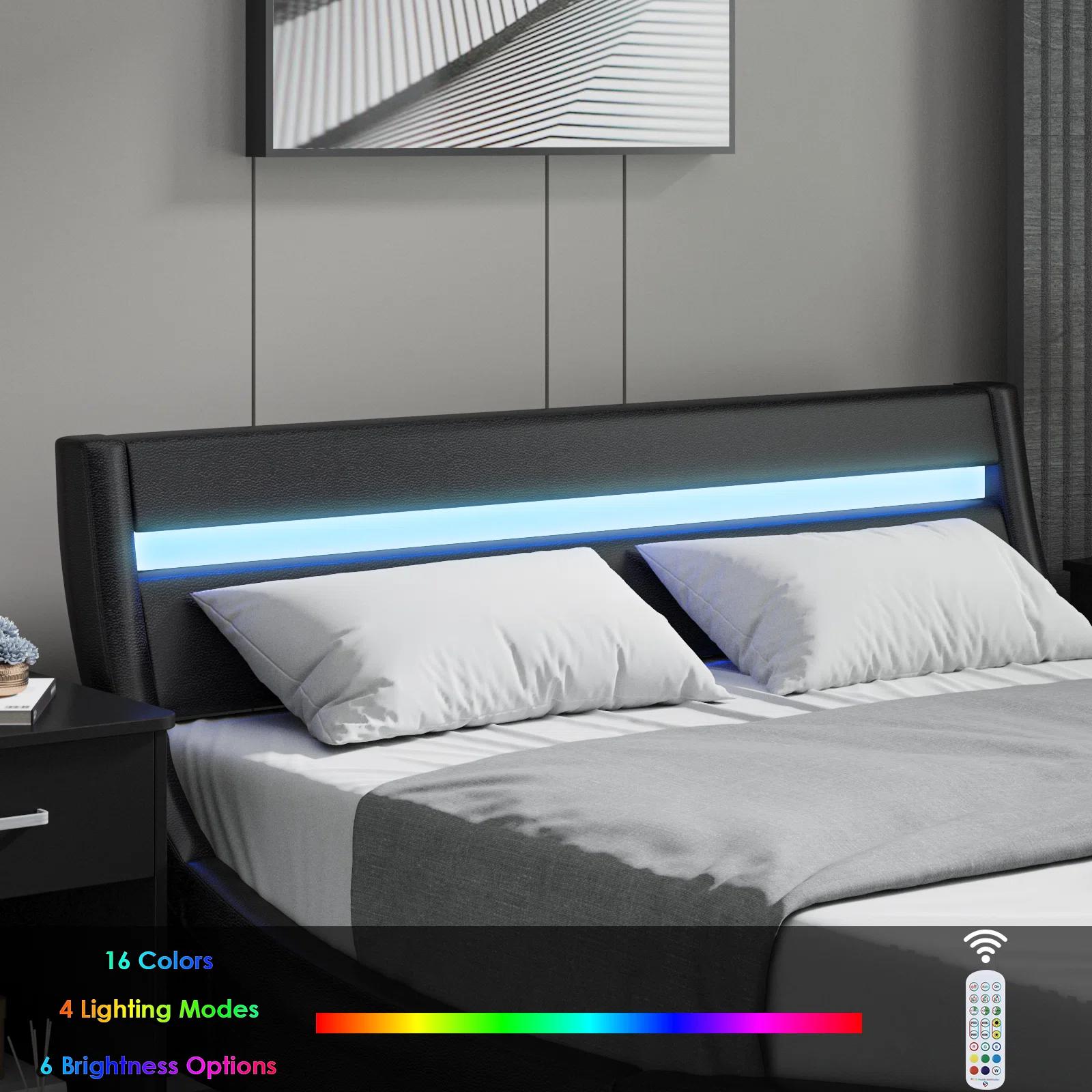 Lighted Headboard Platform Bed-Full thumbnail 4