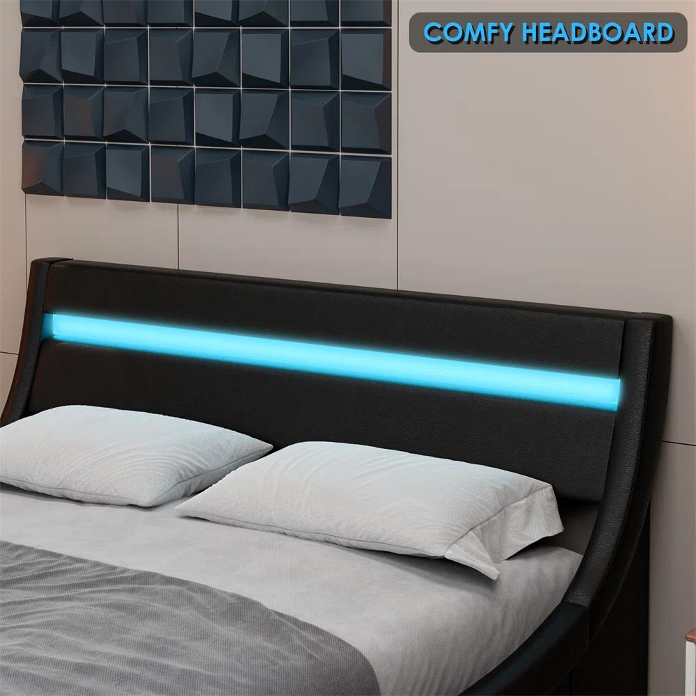 Lighted Headboard Platform Bed-Full thumbnail 5