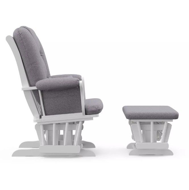 Storkcraft Tuscany White Frame Glider and Ottoman thumbnail 2