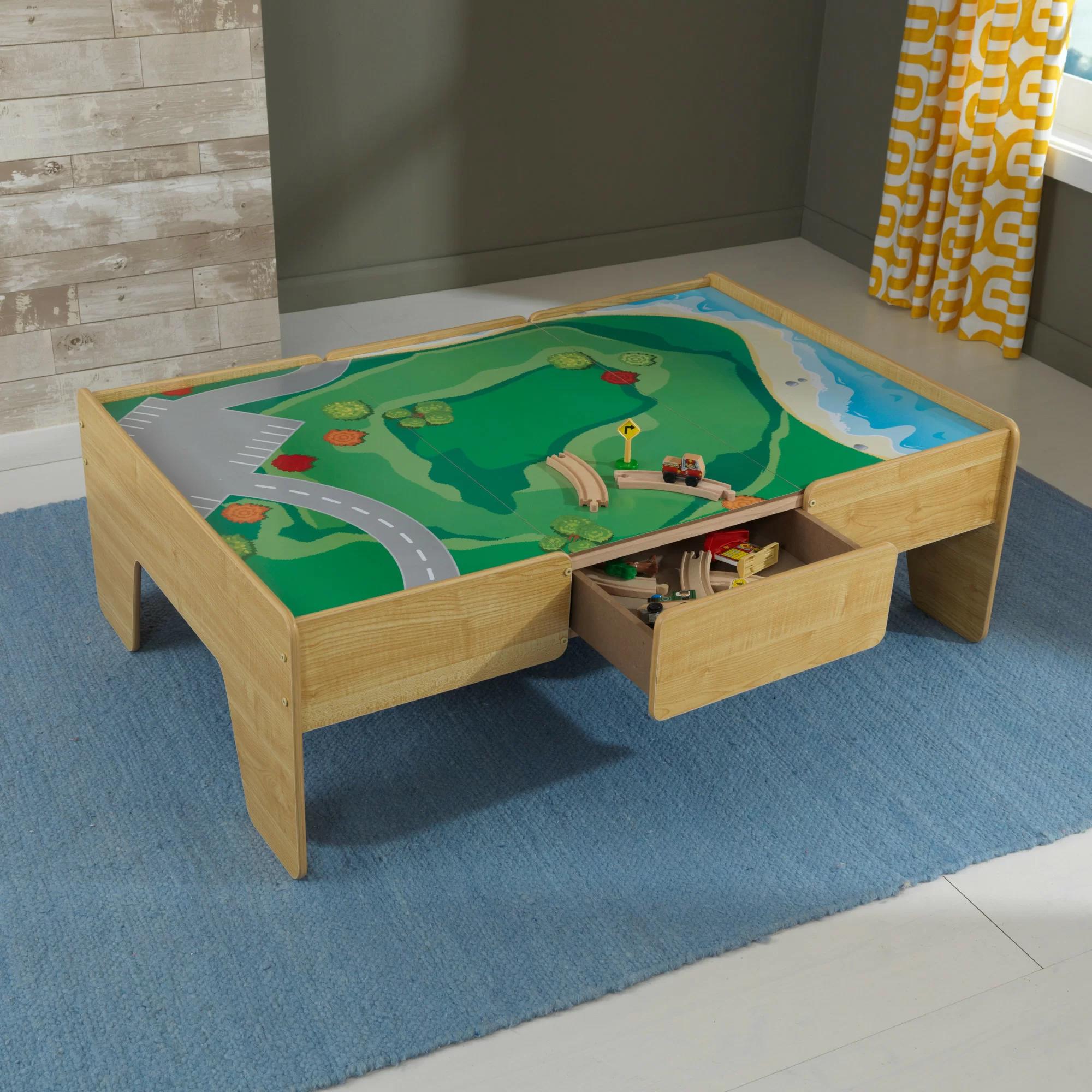 Double Sided Wood Train and Activity Table thumbnail 2