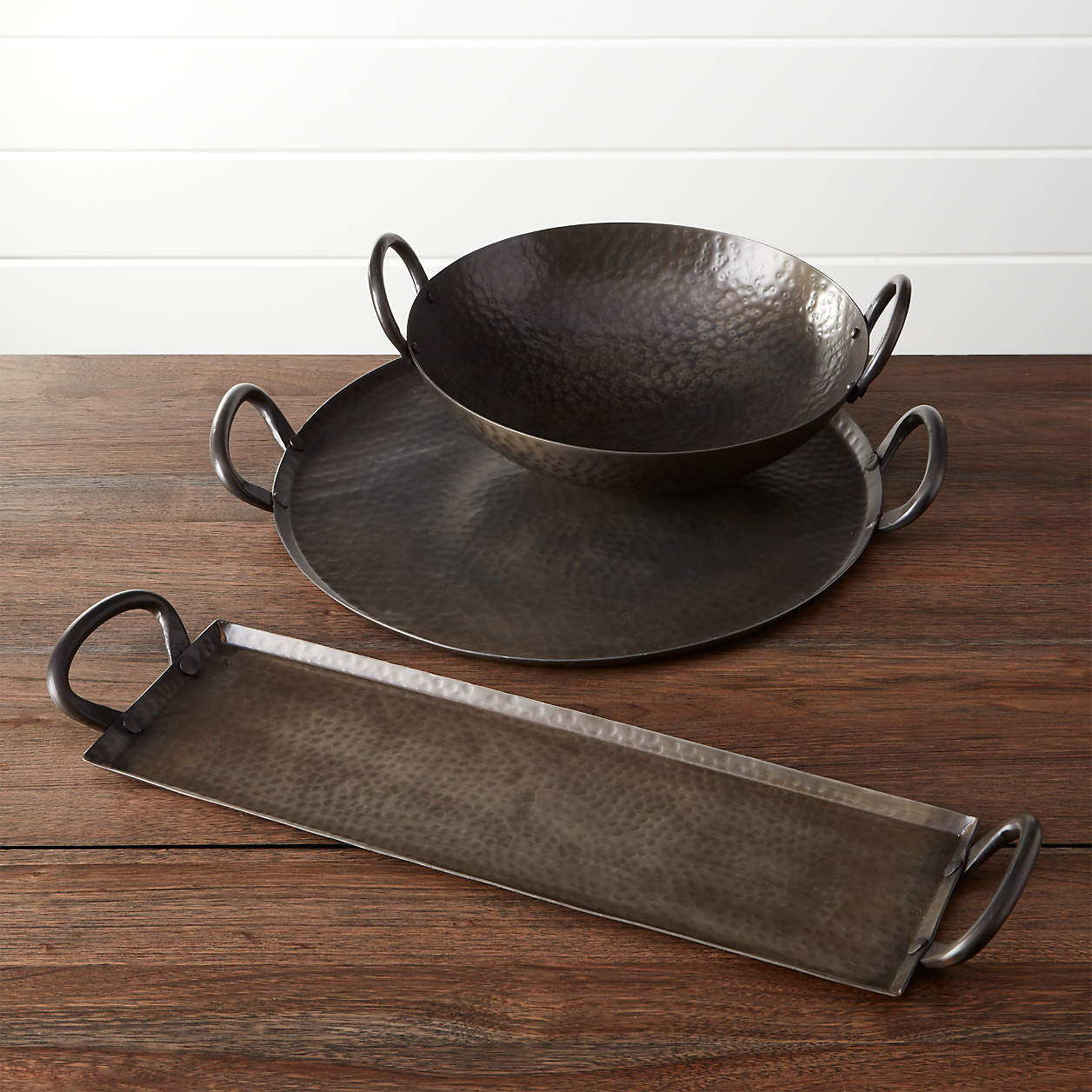 Feast Hammered Iron Serving Bowl with Handles thumbnail 2