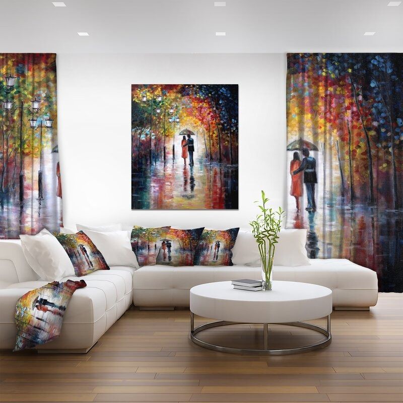 Lovers Under Umbrella On Canvas Graphic Art thumbnail 2