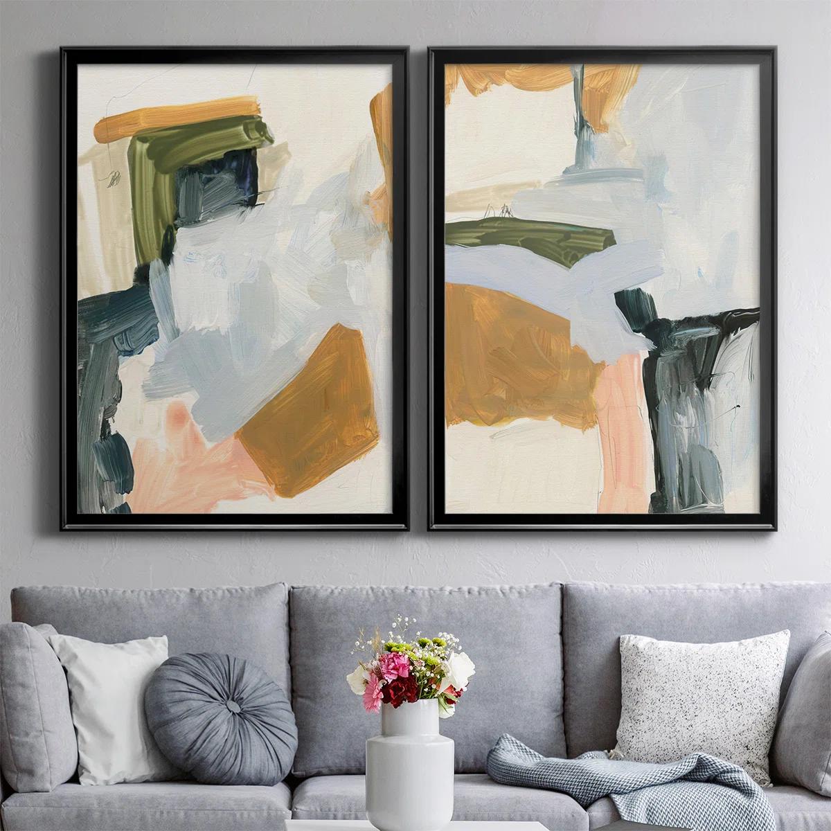 Palette Meld I Framed On Canvas 2 Pieces Painting-42.5"x61" thumbnail 3