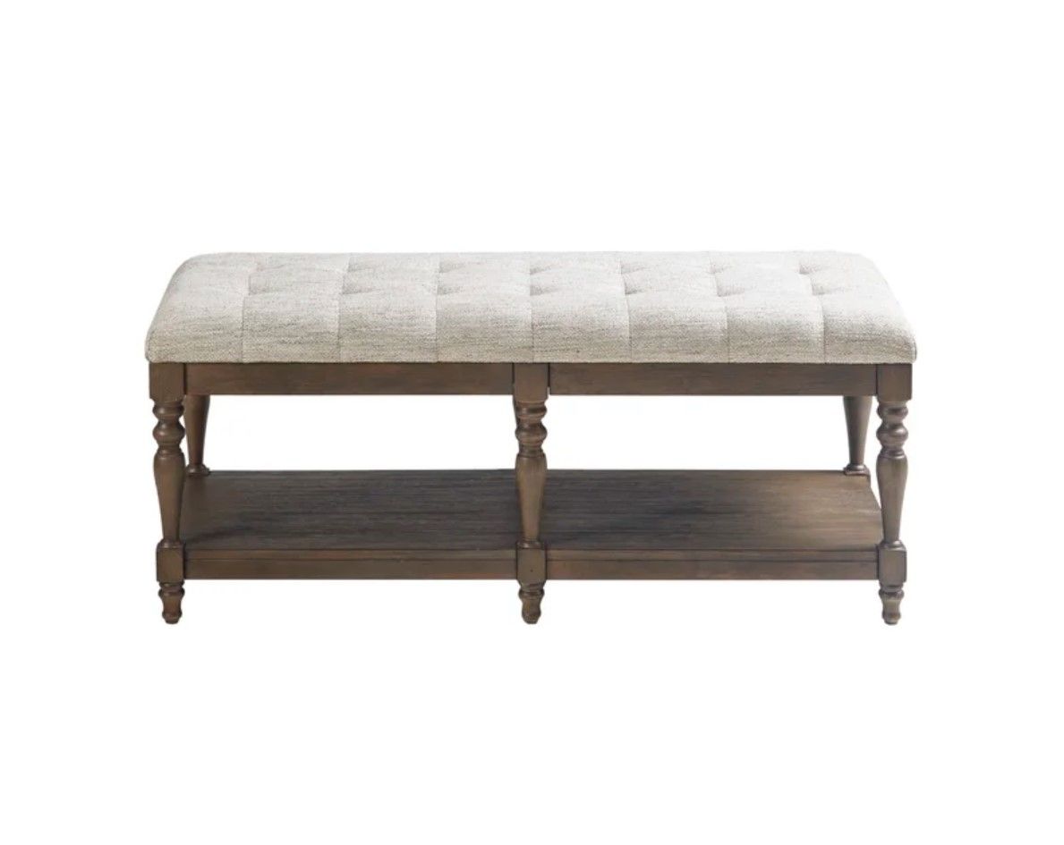 Martha Stewart Highland Tufted Accent Bench with Shelf thumbnail 3