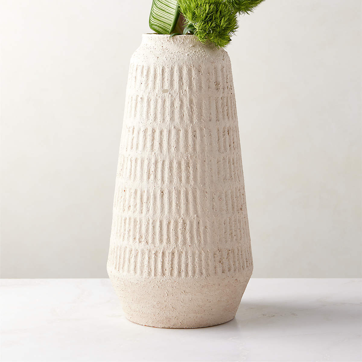 DOMITIA TEXTURED IVORY WHITE VASE TALL thumbnail 2