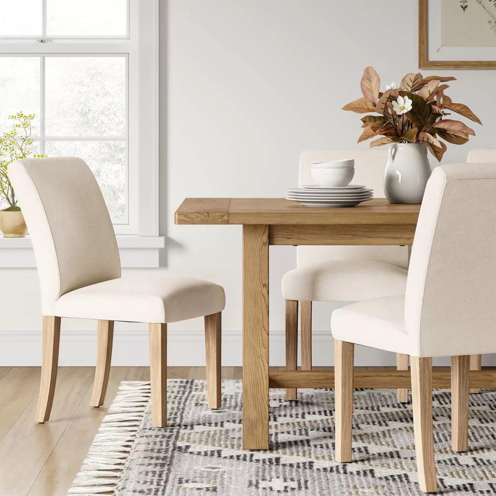 Graham Upholstered Parsons Dining Chair Linen thumbnail 2
