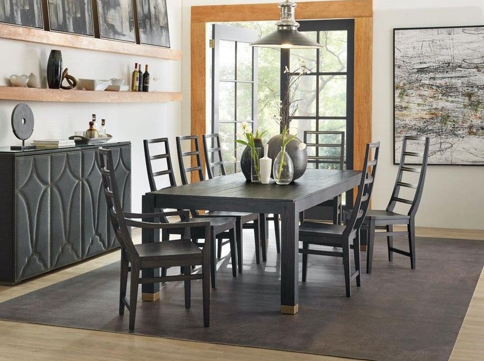 Curtis Industrial Loft Dark Brown Oak Wood Extendable Dining Table thumbnail 2