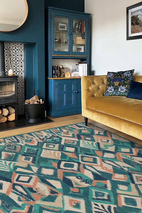 Iris Apfel Lido Ikat Teal Blue Rug 8x10 thumbnail 2