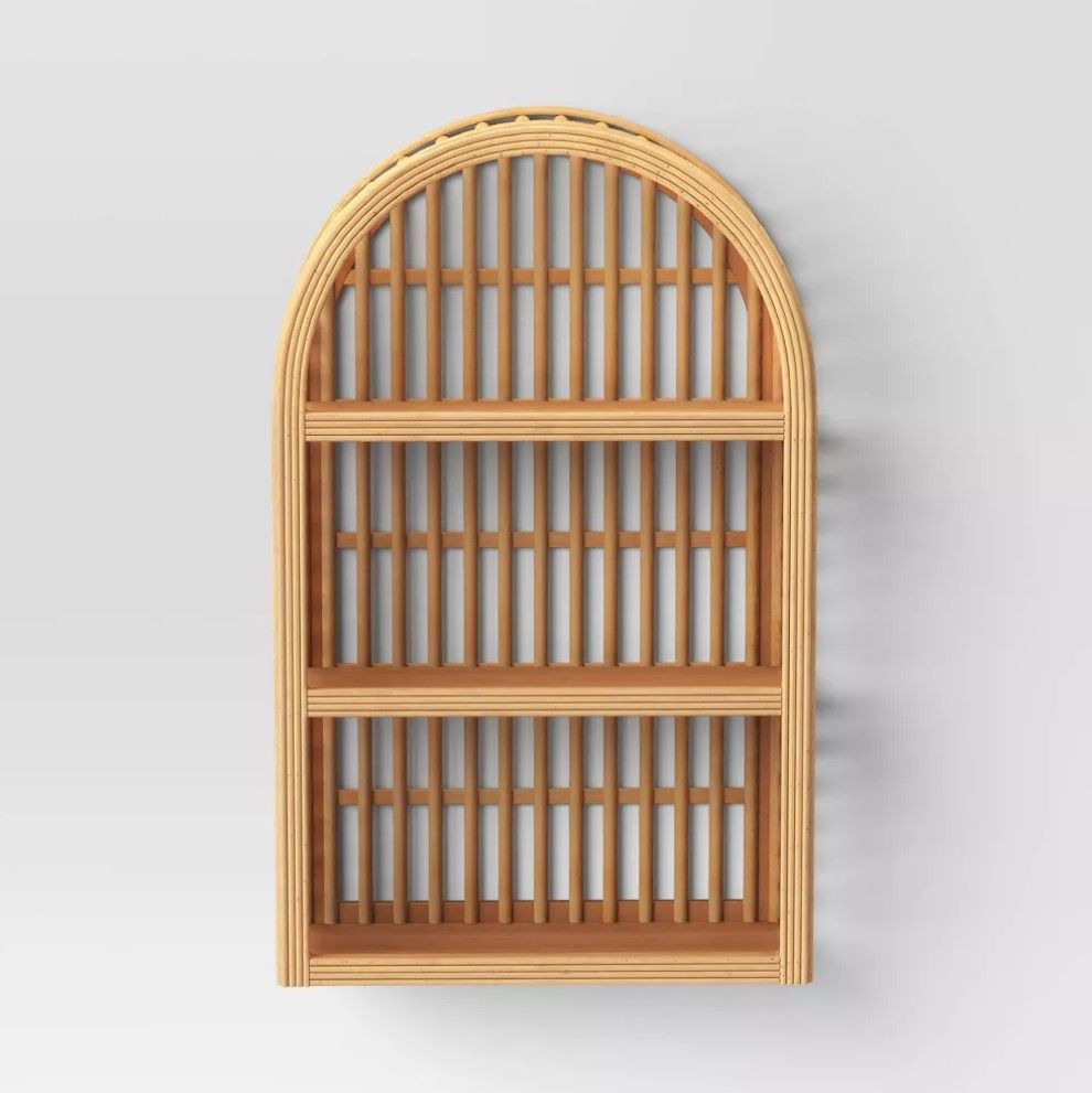 Wood and Rattan Wall Shelf thumbnail 3