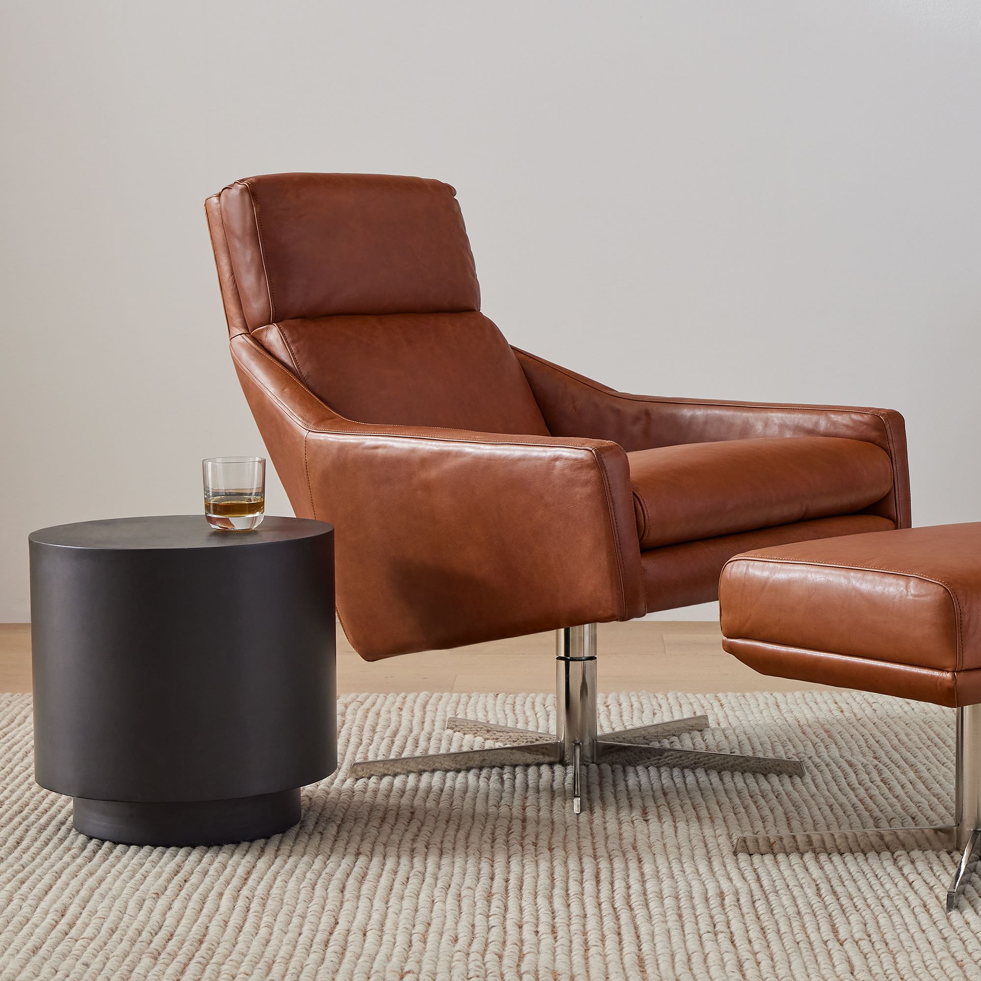 Austin Leather Swivel Armchair thumbnail 2