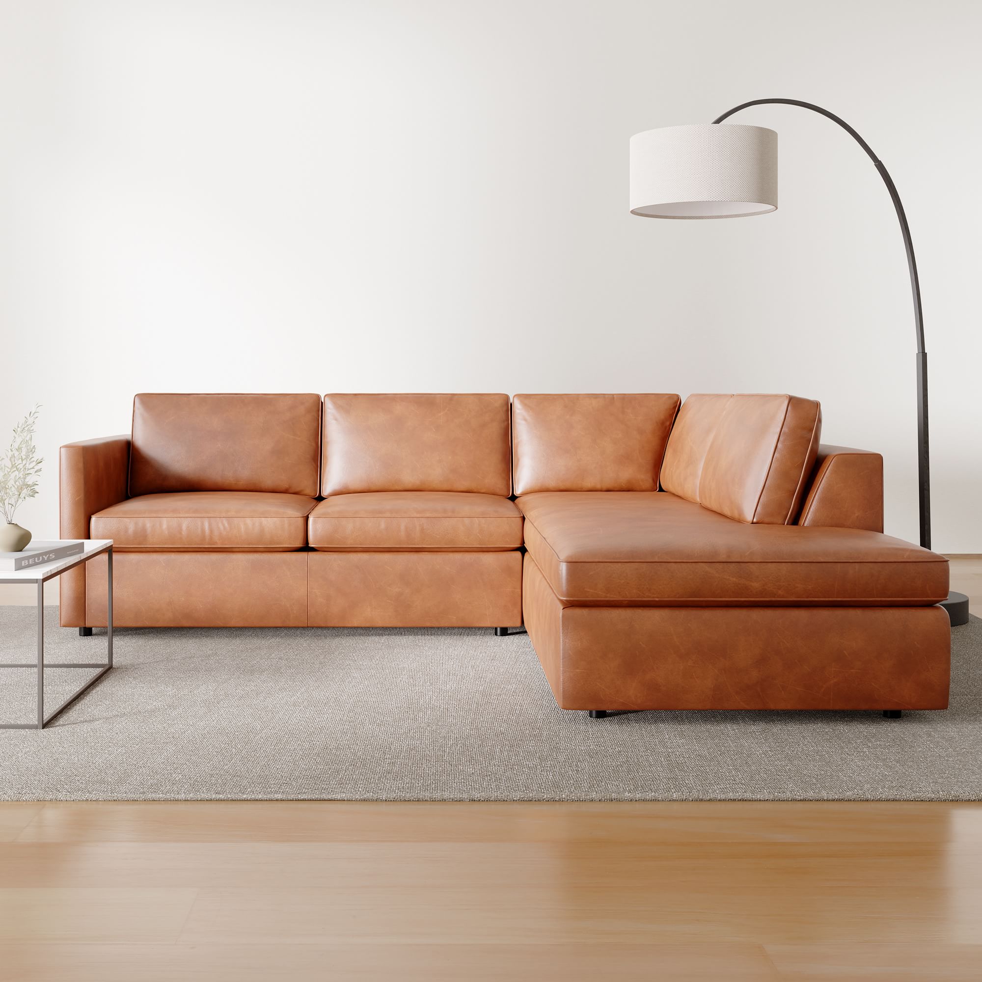 Harris Leather 2-Piece Bumper Chaise Sectional thumbnail 2
