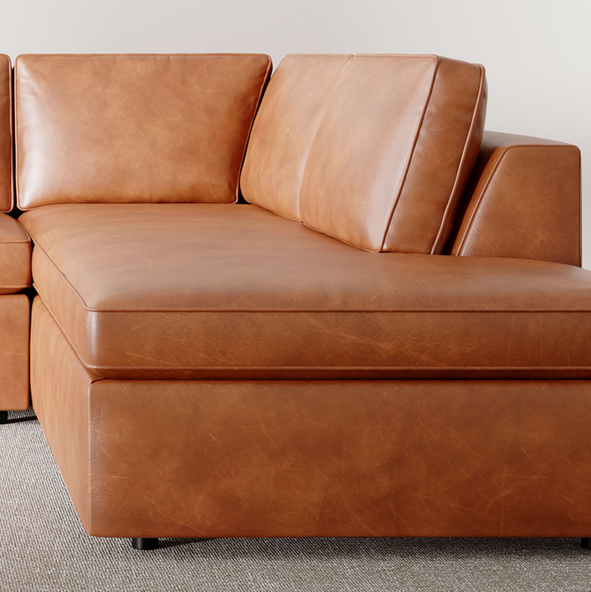 Harris Leather 2-Piece Bumper Chaise Sectional thumbnail 3