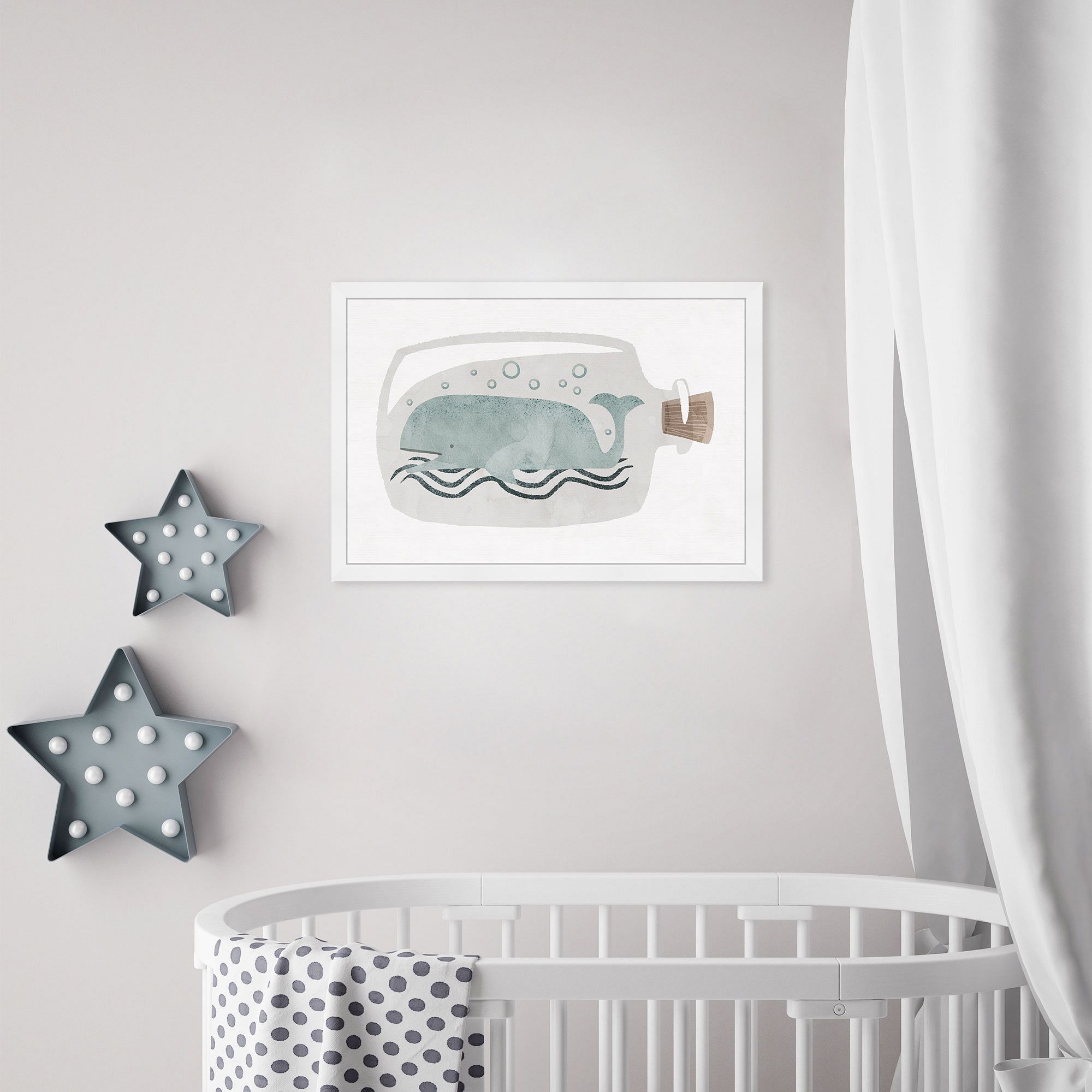 Oliver Gal Bottled Whale Blue Framed Wall Art thumbnail 2