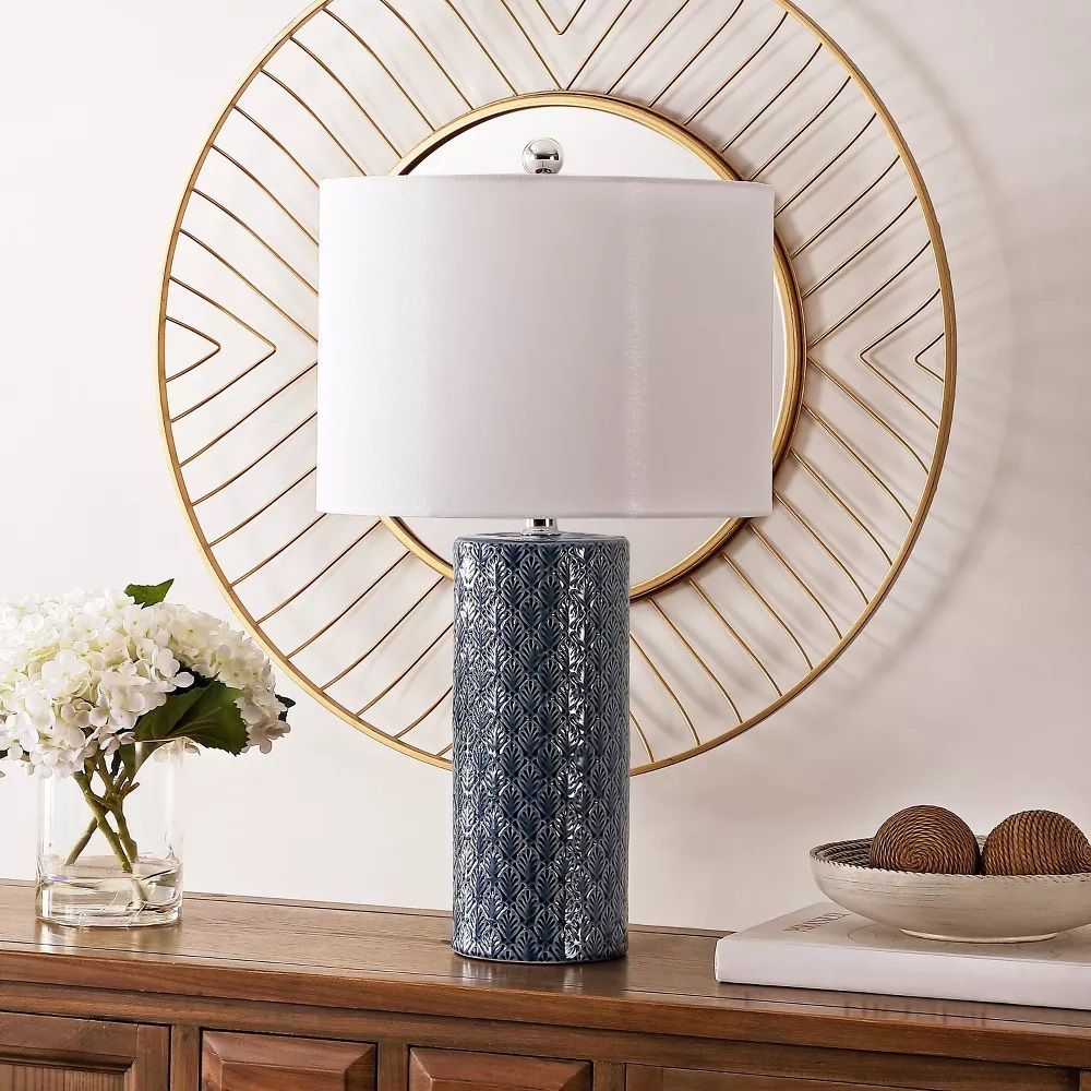 Walden Ceramic Table Lamp Blue Safavieh thumbnail 2