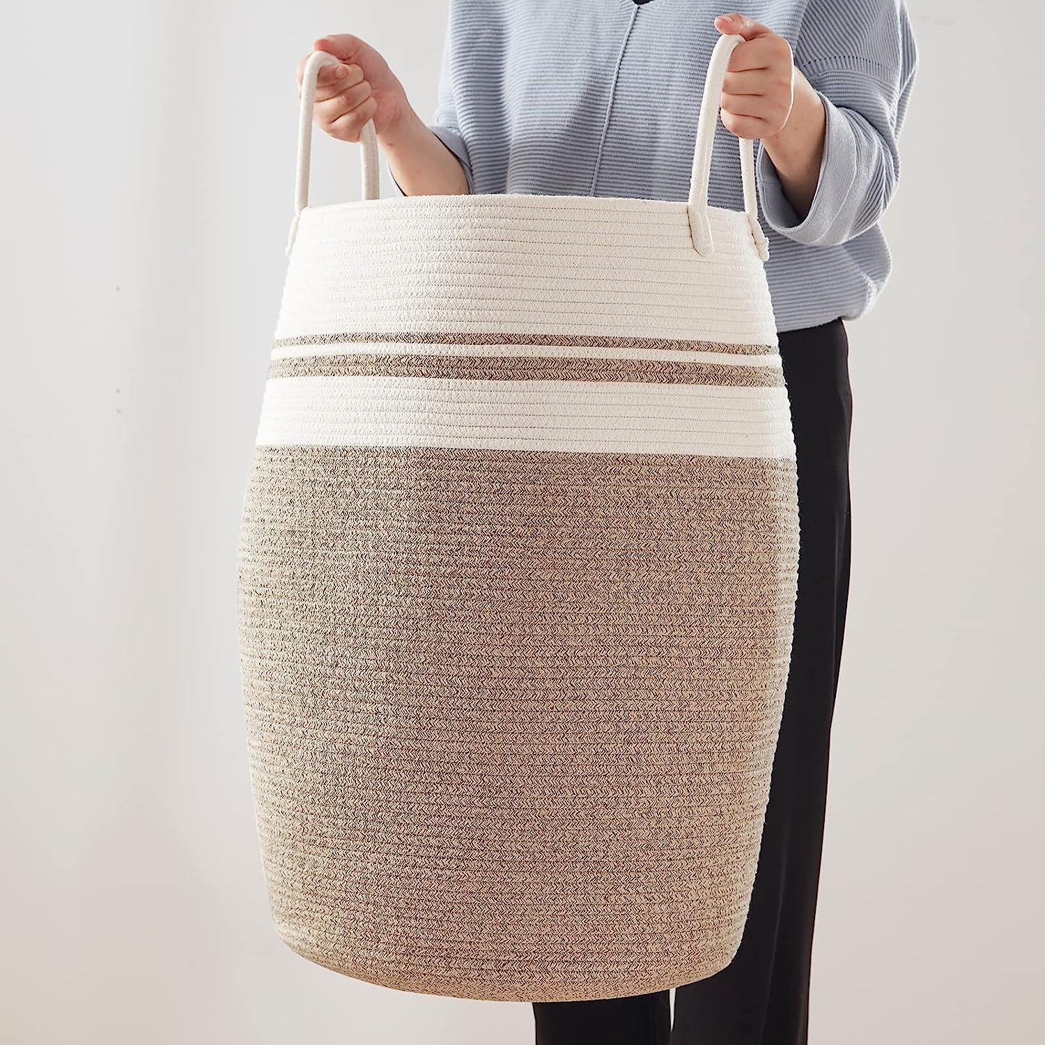 OIAHOMY Laundry Hamper Woven Cotton Rope Large Clothes Hamper thumbnail 2
