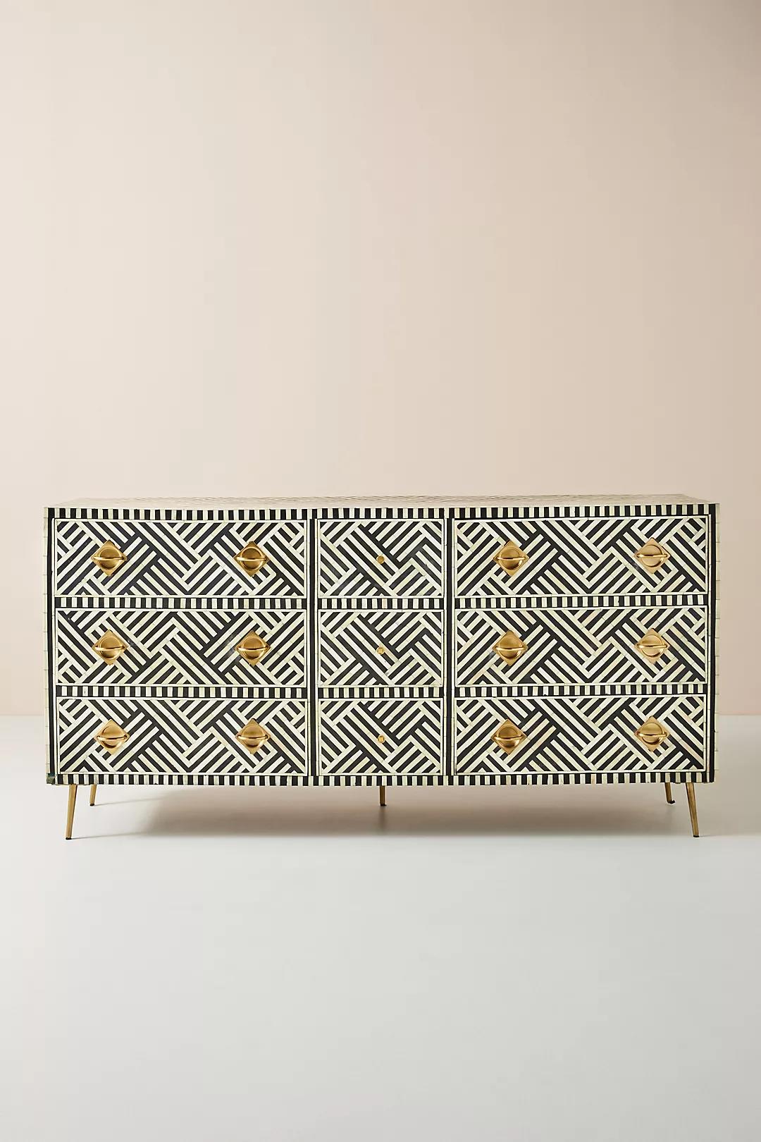 Optical Inlay Nine Drawer Dresser thumbnail 2