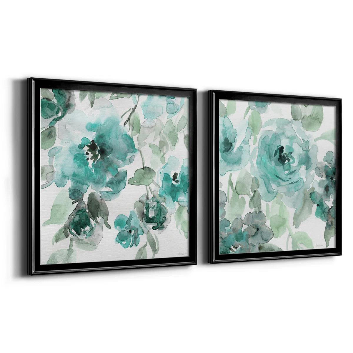 Belles Teal I On Canvas 2 Pieces Painting-Set of 2 thumbnail 3