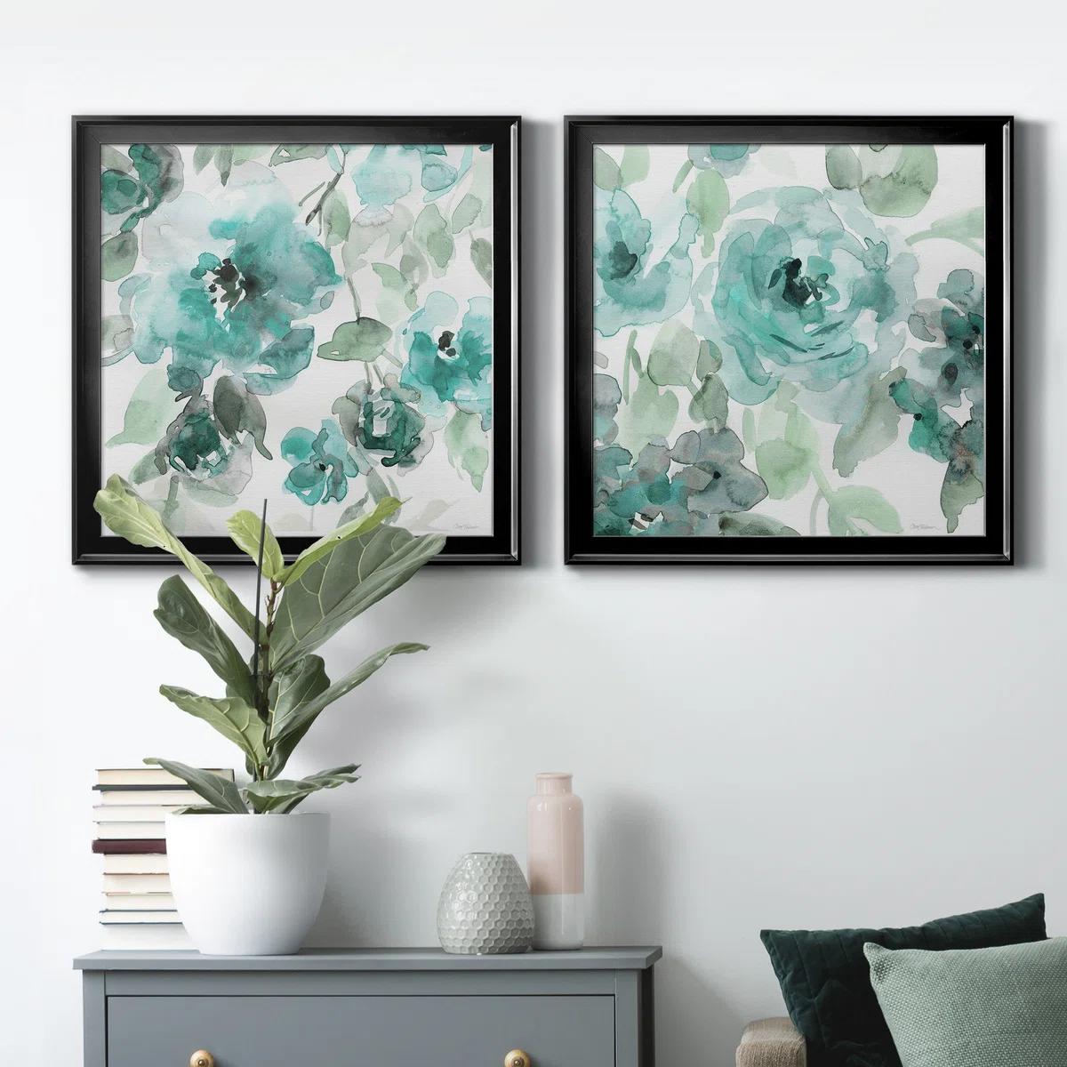 Belles Teal I On Canvas 2 Pieces Painting-Set of 2 thumbnail 5