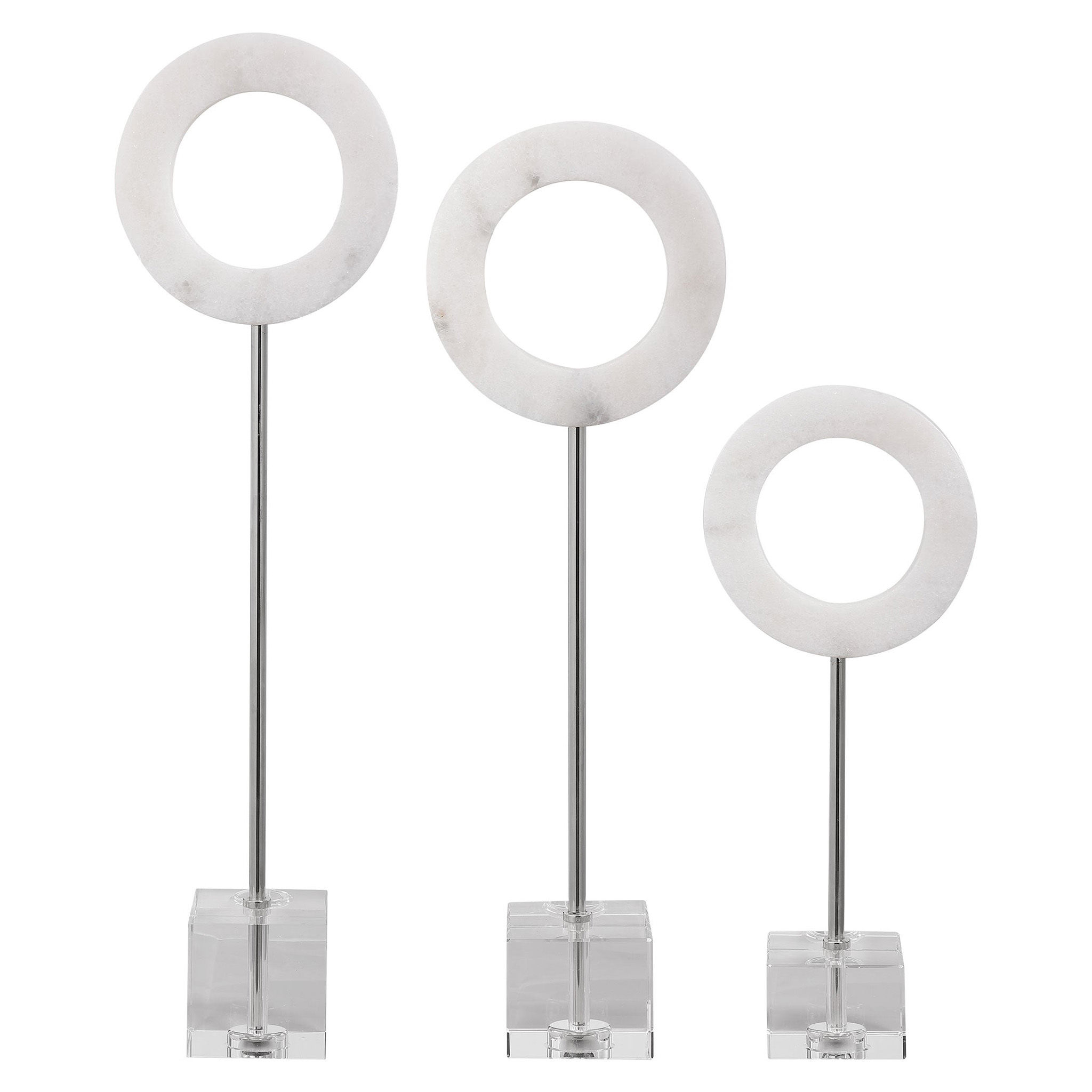 White Marble Rings Set of 3 Medium thumbnail 3