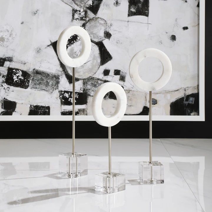 White Marble Rings Set of 3 Small thumbnail 2