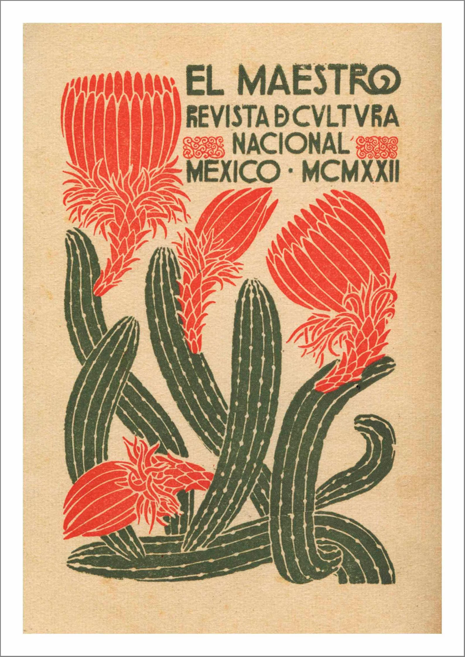 El Maestro Poster Mexican Culture Exhibition Print with Cactus-11"x16" thumbnail 2