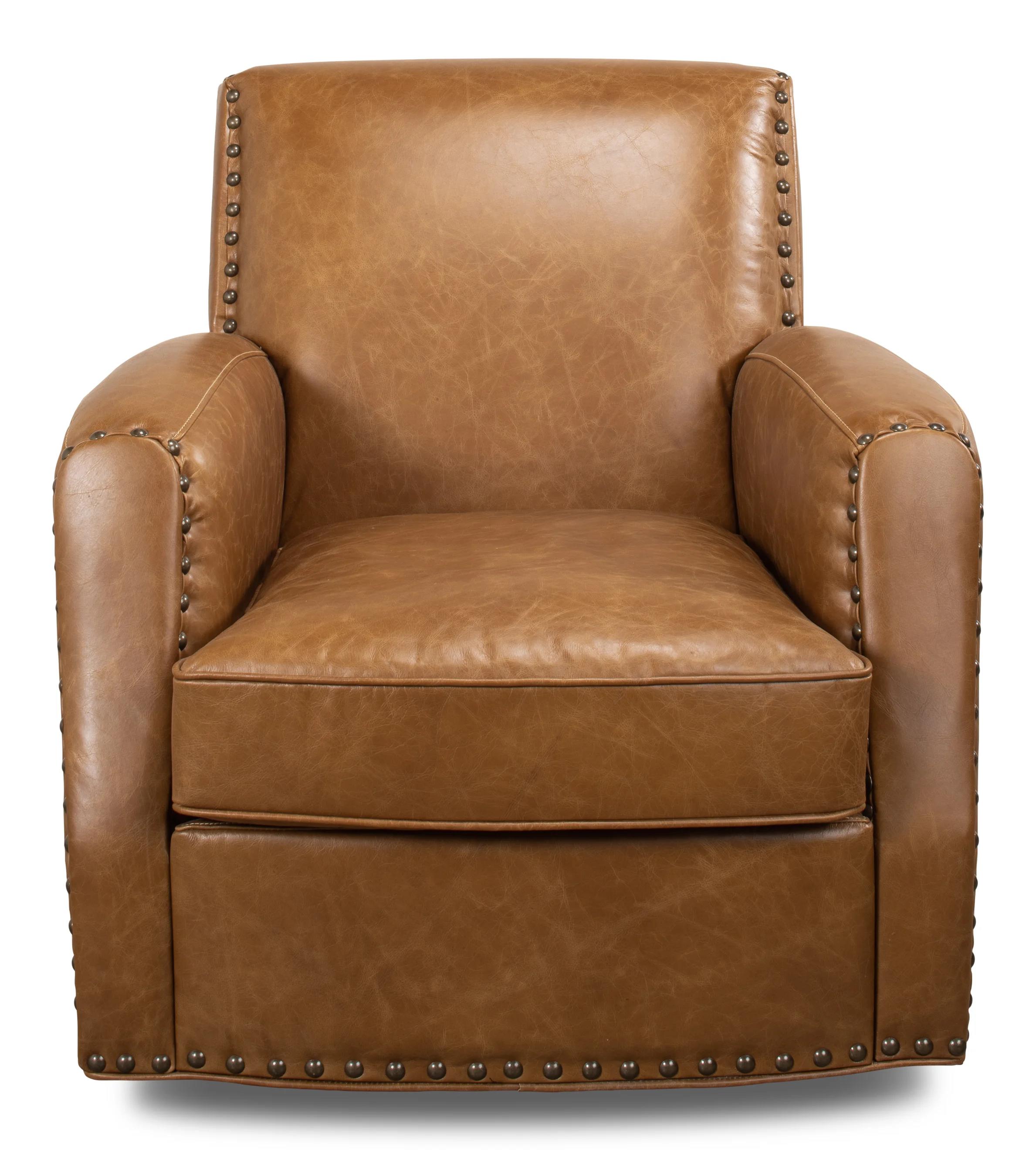 The Taft Leather Swivel Club Chair thumbnail 2