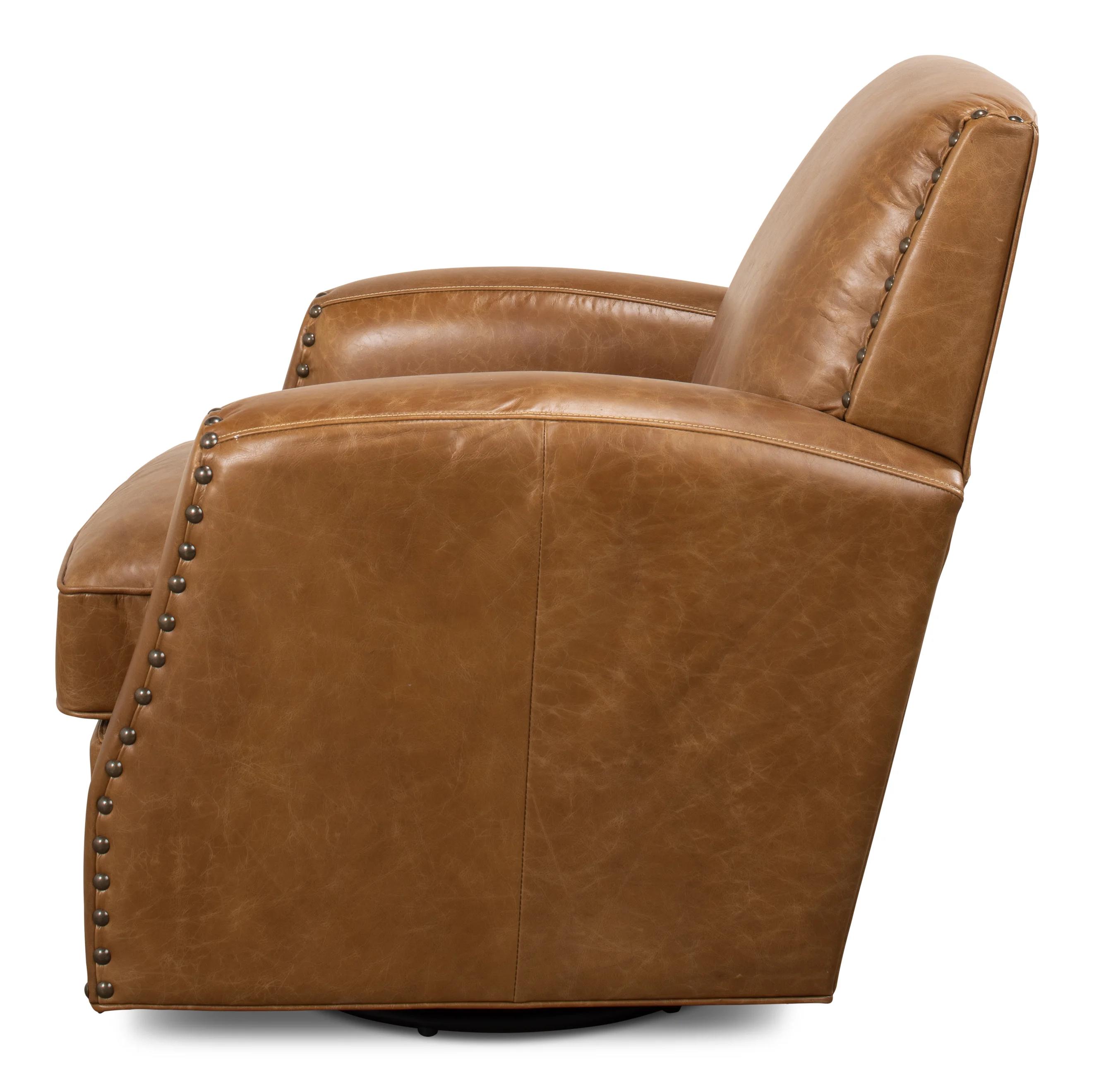 The Taft Leather Swivel Club Chair thumbnail 3