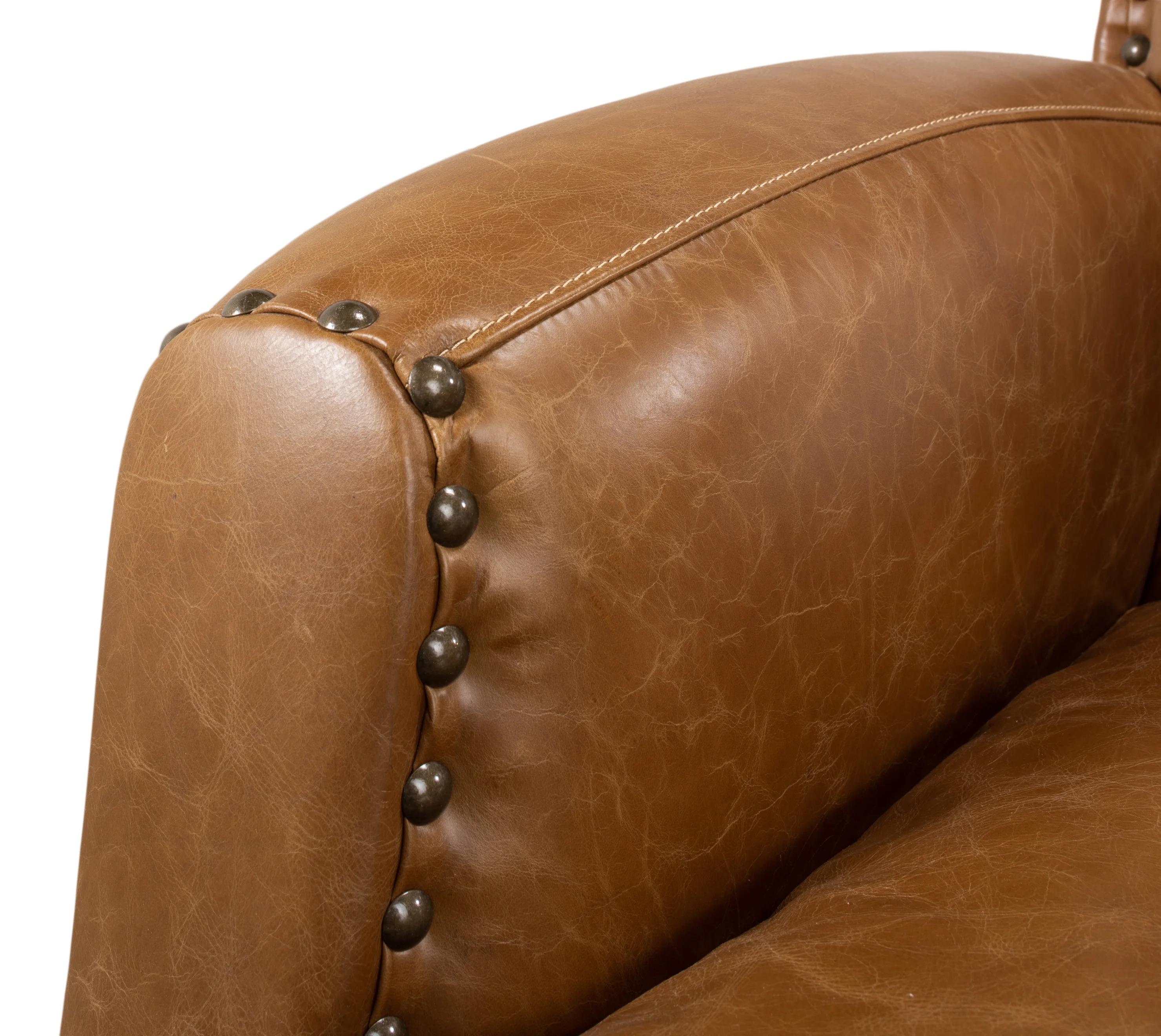 The Taft Leather Swivel Club Chair thumbnail 5