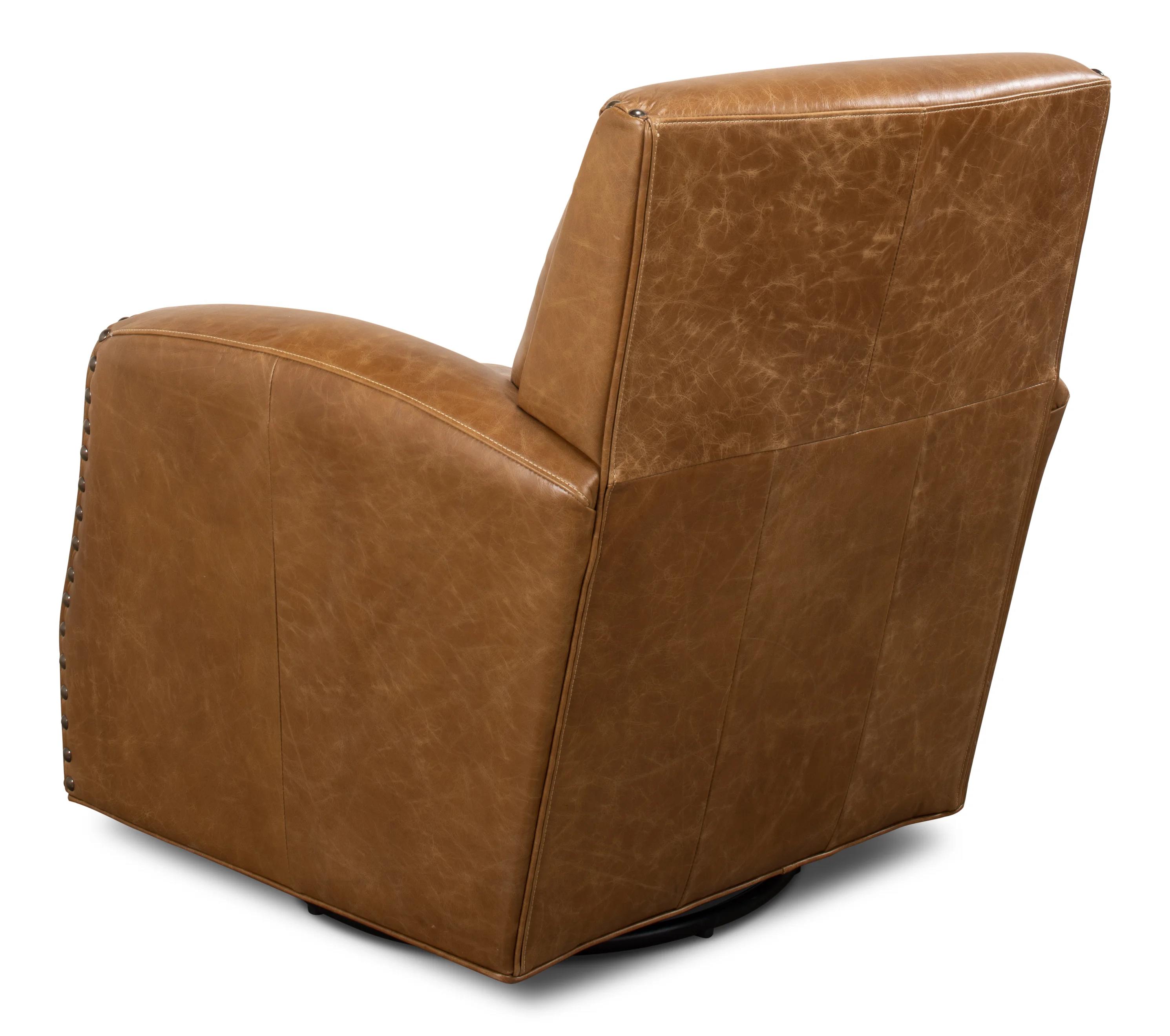 The Taft Leather Swivel Club Chair thumbnail 7