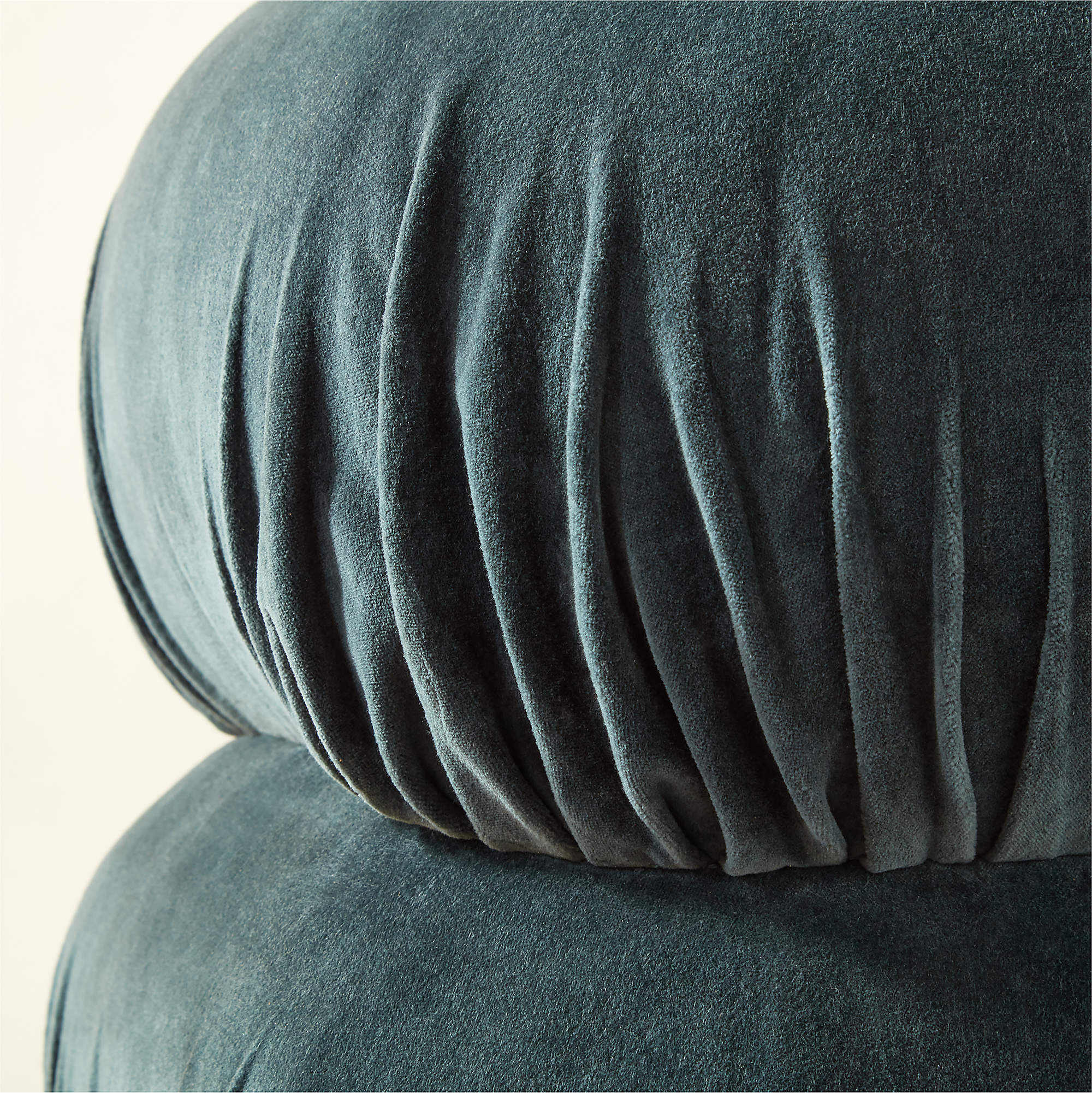 Ruched Dark Teal Velvet Pouf thumbnail 4