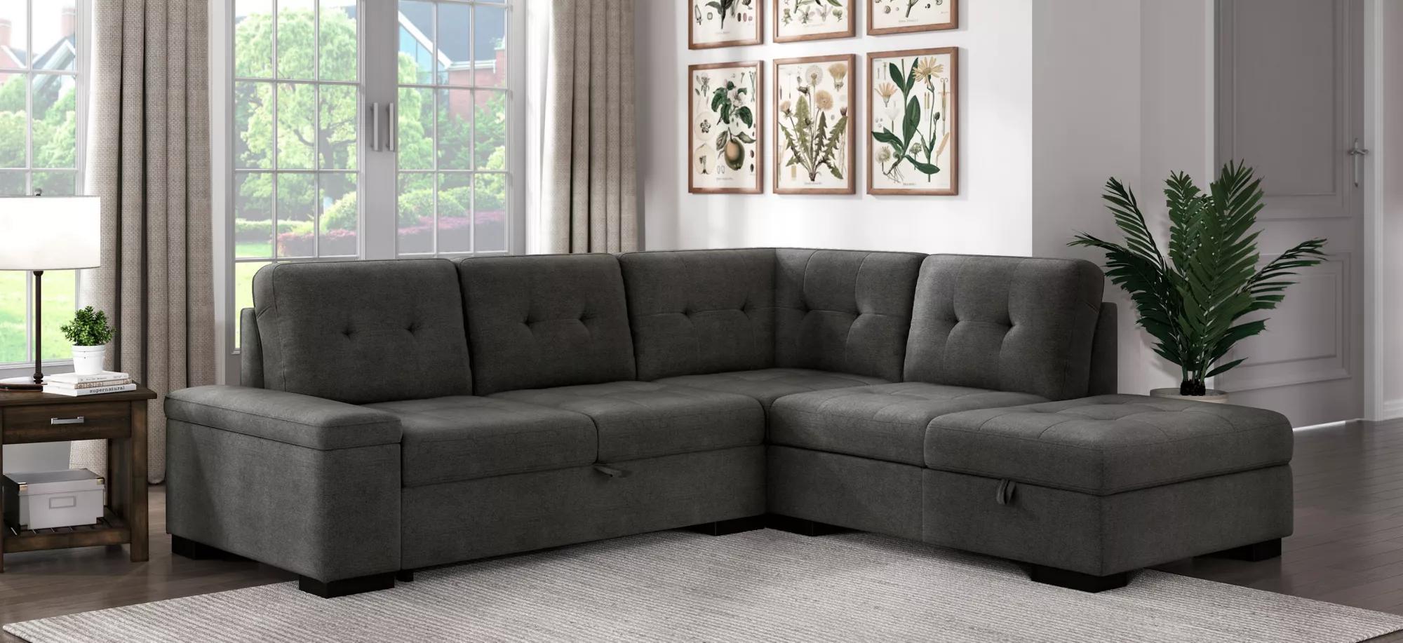 Antonio 2 pc Right Hand Facing Sectional Sleeper Sofa thumbnail 2