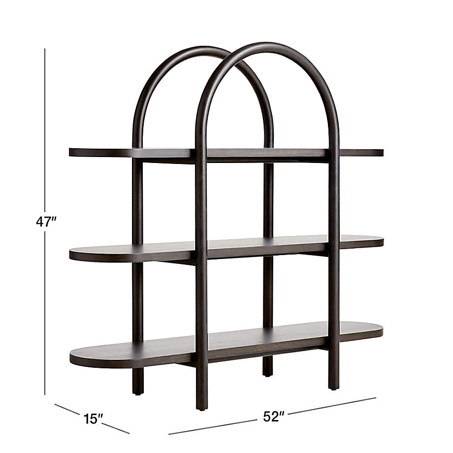 Canyon Black Wood Wide 3-Shelf Bookcase thumbnail 2