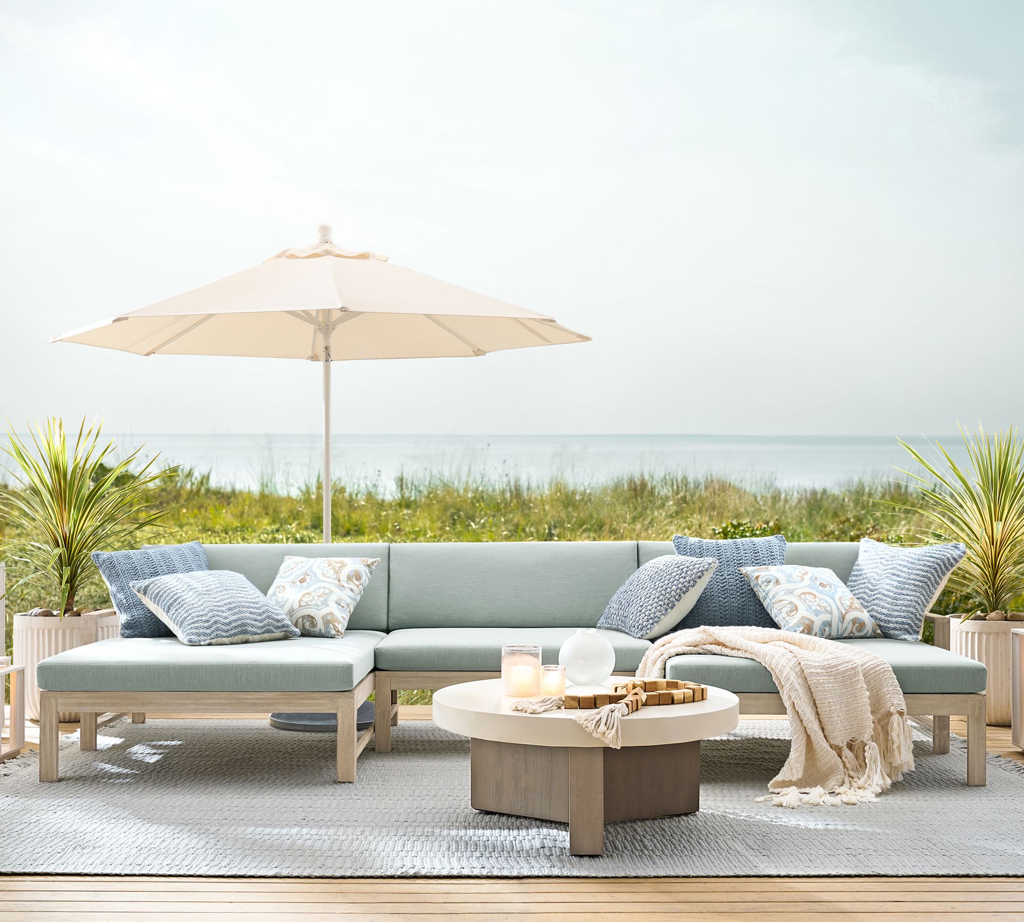 Indio Eucalyptus 3-Piece U-Shaped Double Chaise Outdoor Sectional (140") thumbnail 2