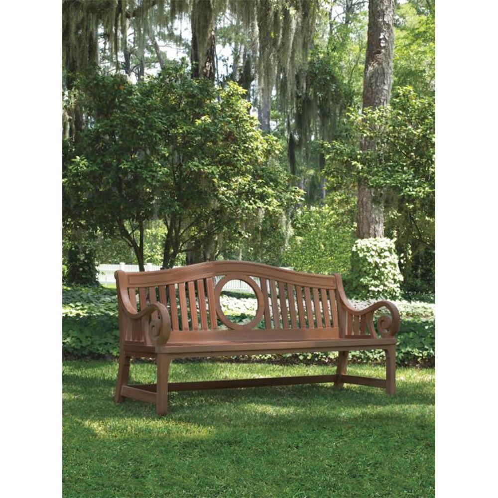 Century Library Rustic Lodge Brown Mahogany Wood Outdoor Bench thumbnail 2