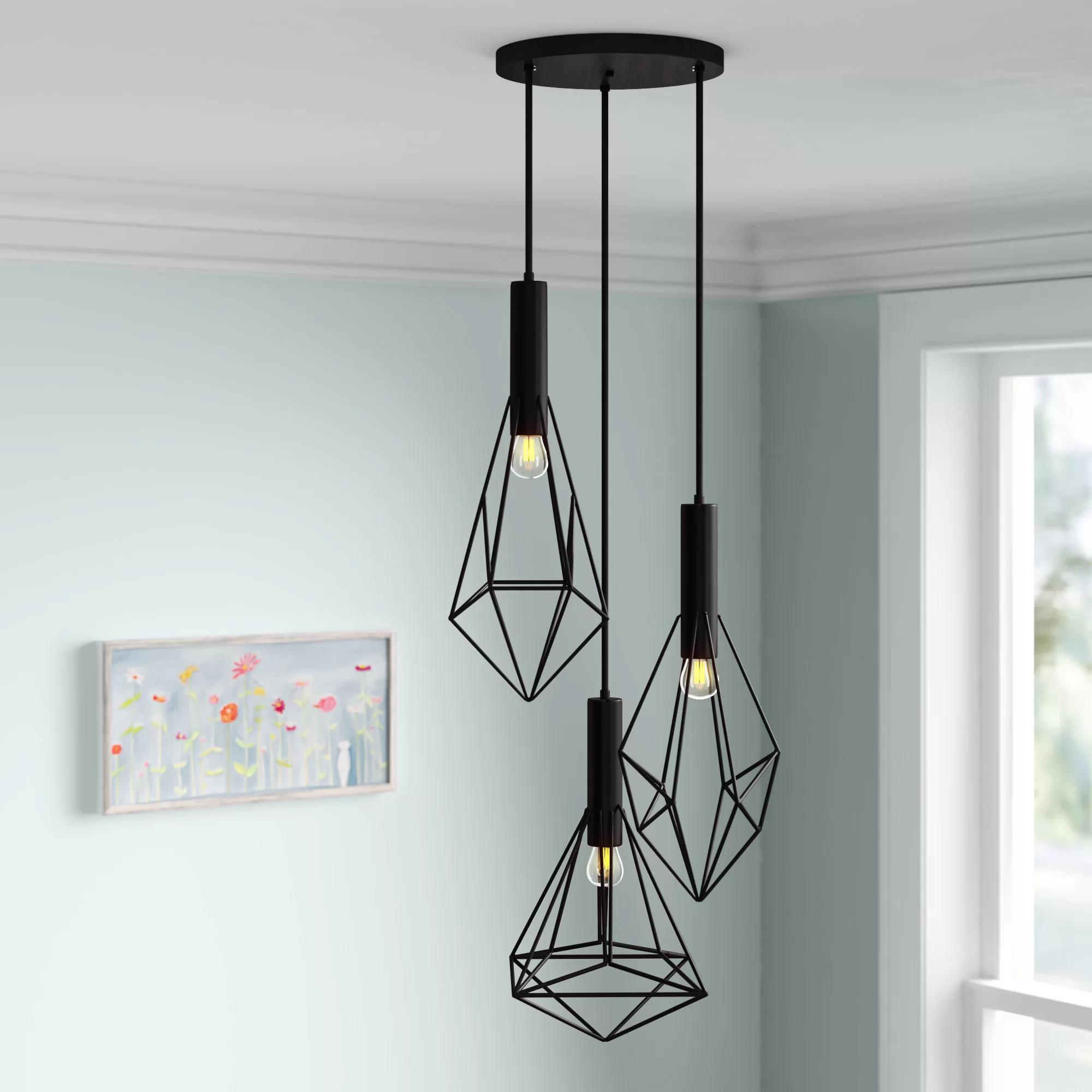 Harmen 3 Light Black Cluster Pendant thumbnail 3