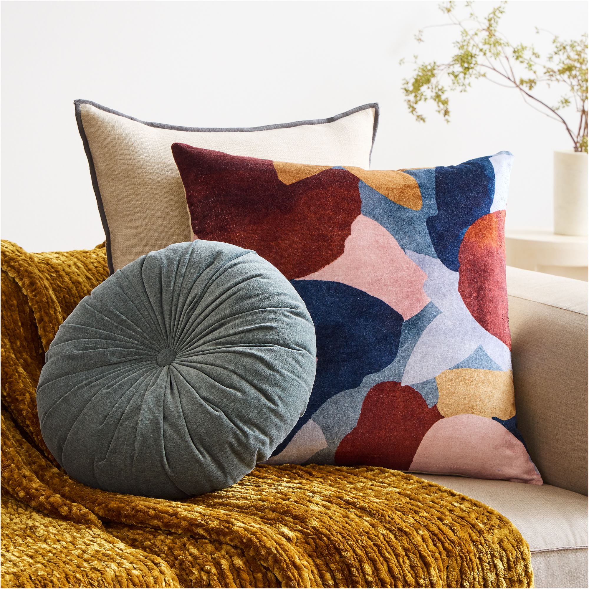 Modern Abstract Floral Pillow Cover without Insert-20"x20" thumbnail 2