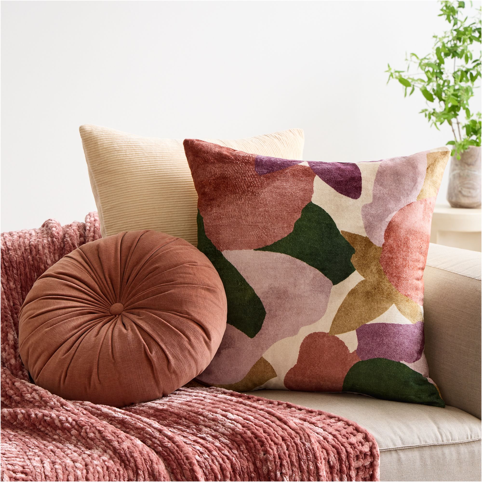 Modern Abstract Floral Pillow Cover without Insert-20"x20" thumbnail 2